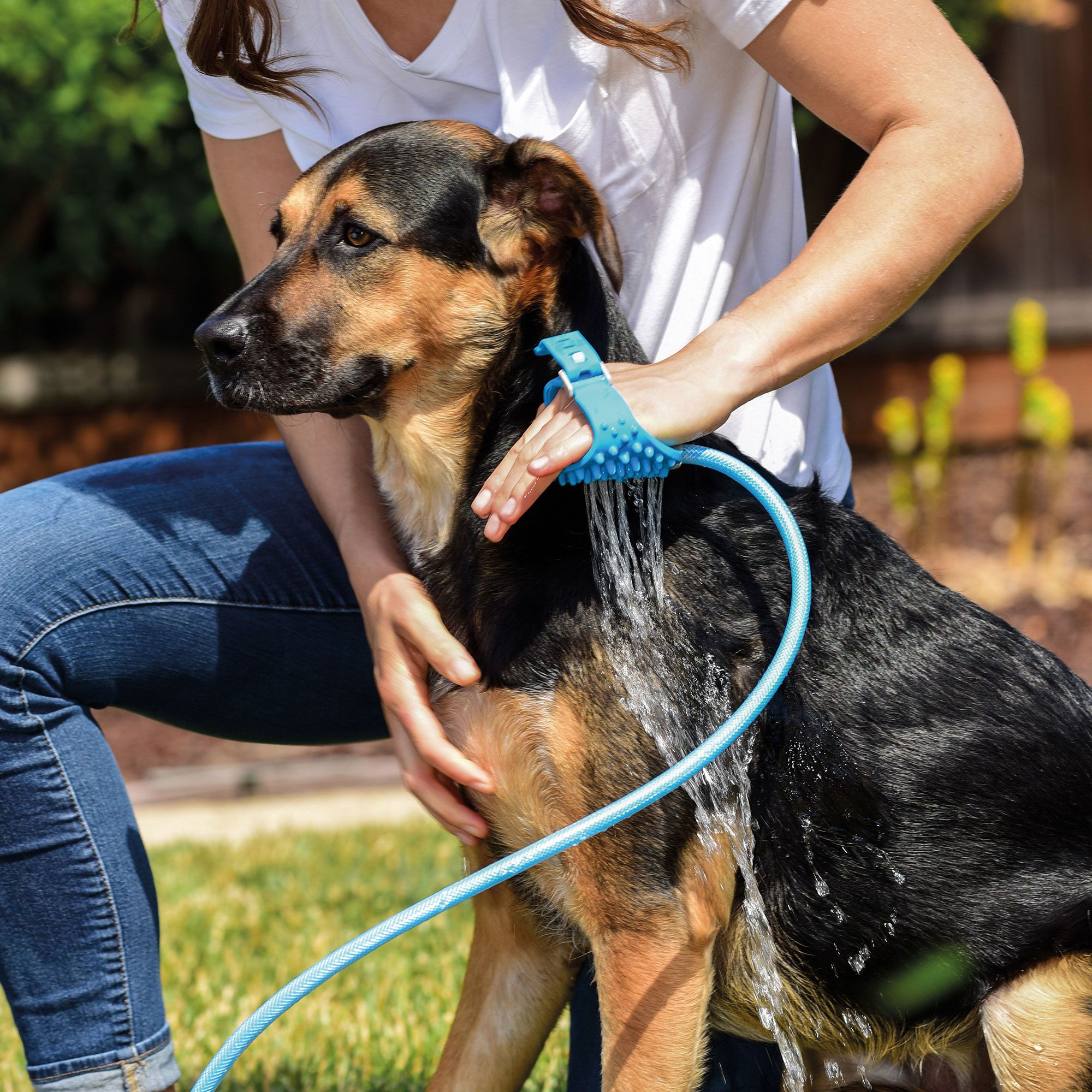 Gartendusche Hunde - Handdusche für den Gartenschlauch mit 2 Adaptern