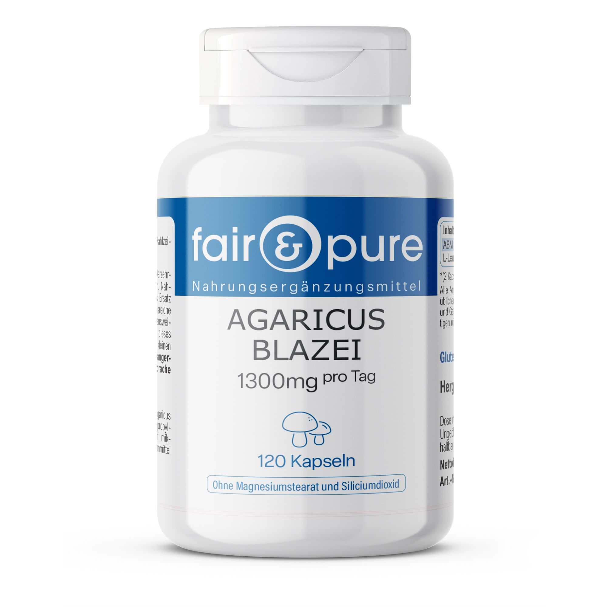fair - pure | Agaricus Blazei Murill 1300mg Tagesdosis vegan und ohne Zusätze 120 St