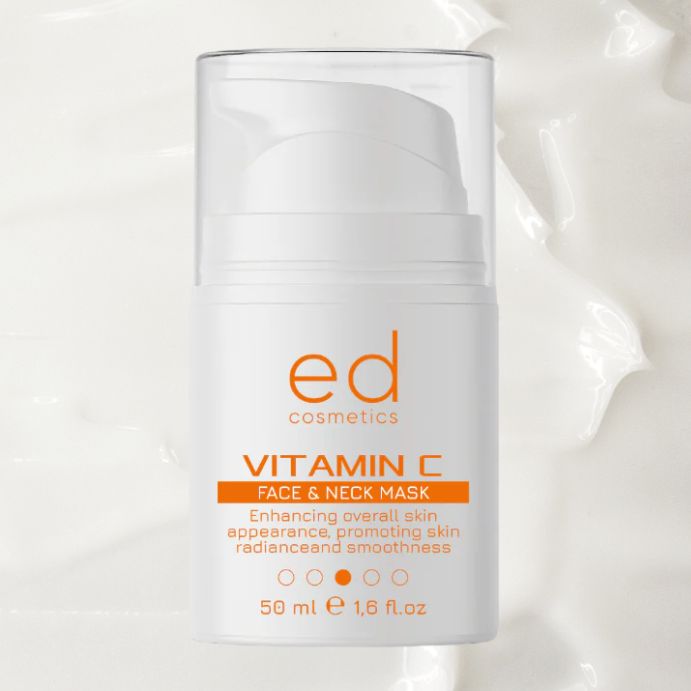 ED COSMETICS Vitamin C Gesichts- & Halsmaske – Aufhellung, Feuchtigkeit & ANTI-AGING