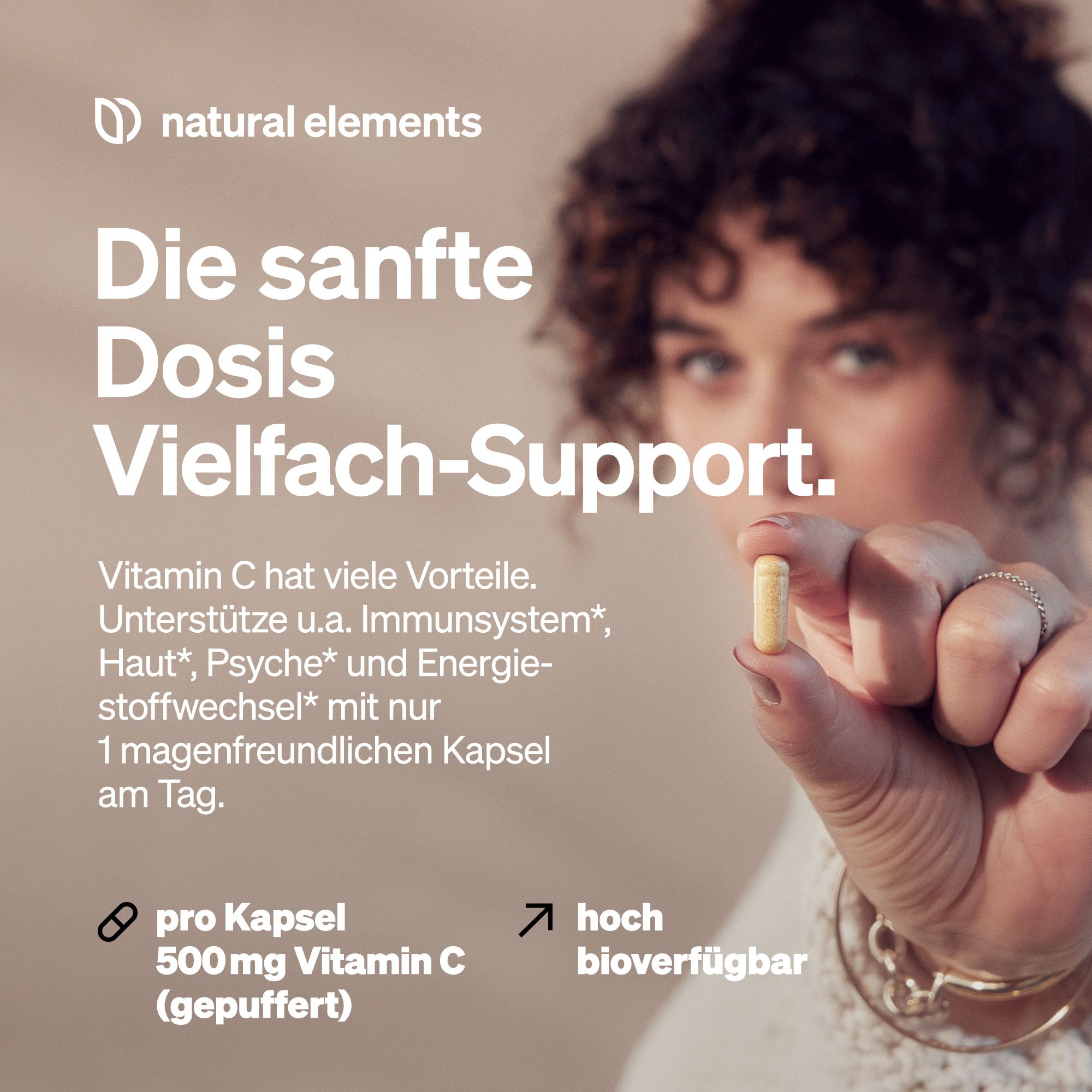 natural elements Vitamin C gepuffert 500mg – 365 Kapseln – magenschonend – pflanzliche Fermentation
