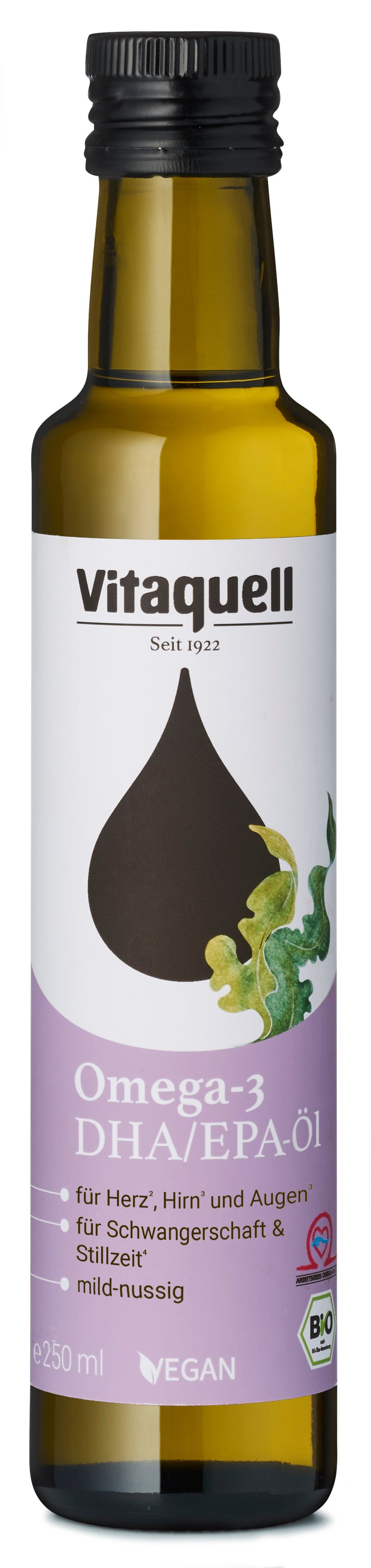 Vitaquell Omega-3 DHA/EPA-Öl Flasche mit Bio-Siegel