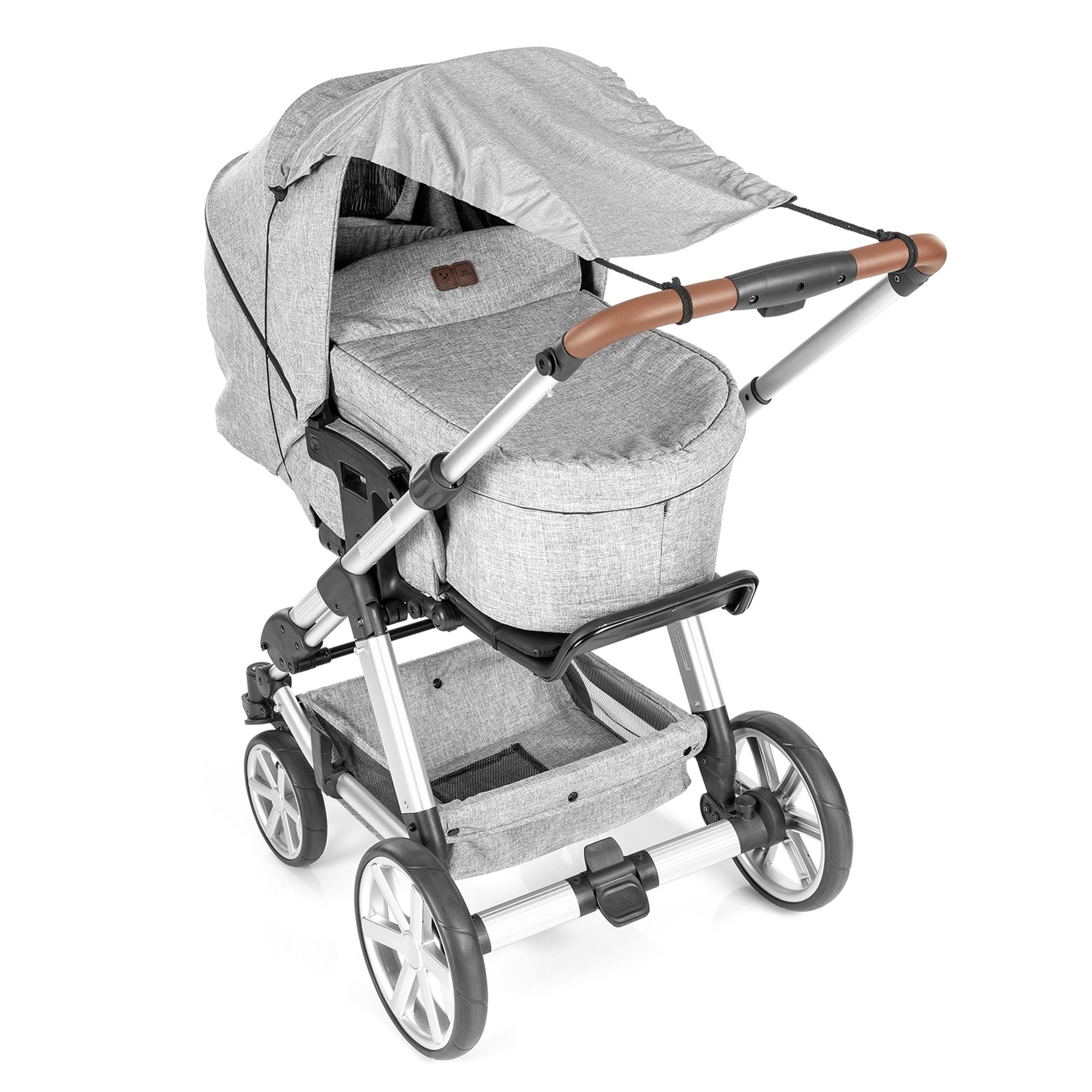 reer ShineSafe+ Sonnensegel für Kinderwagen, Grau-Melange,