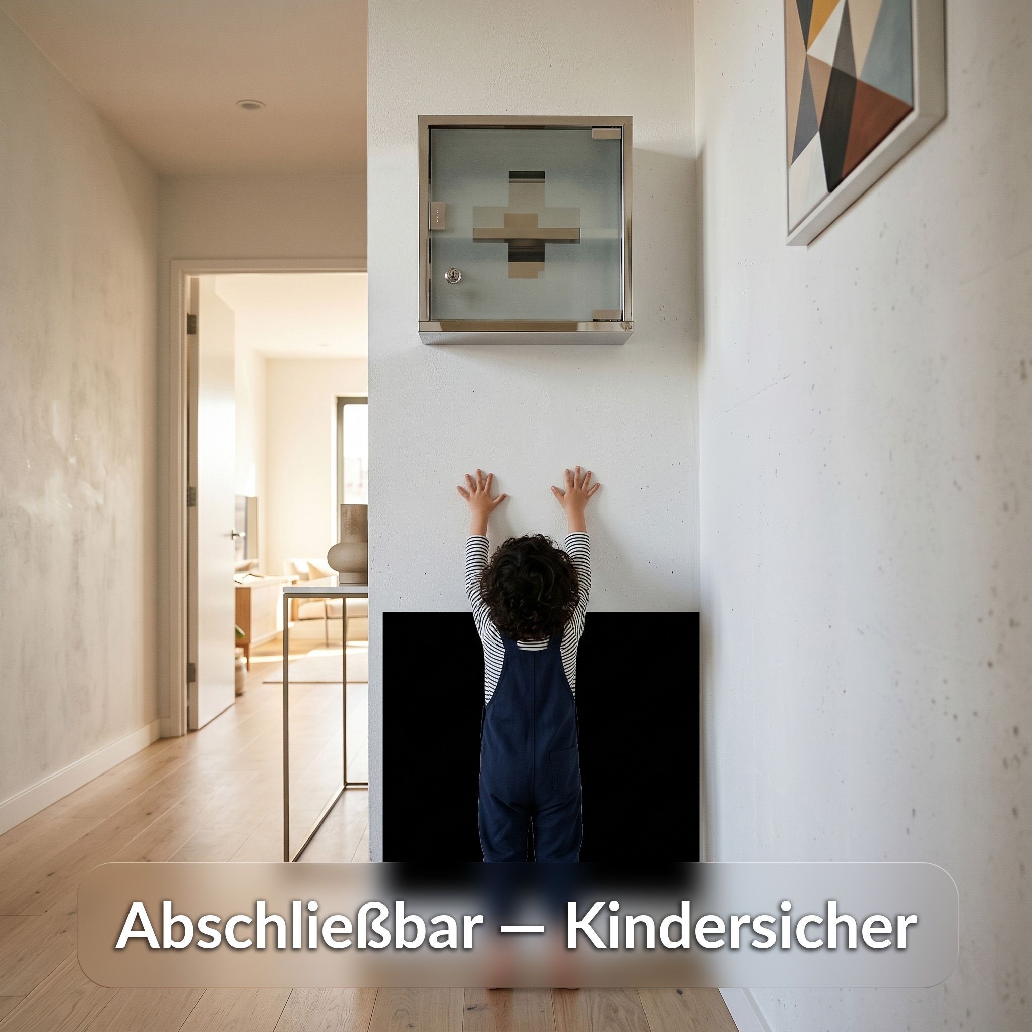 KARAT Medizinschrank Allen - Abschließbarer Arzneischrank mit Glastür Silber 30 x 30 cm 2 Fächer
