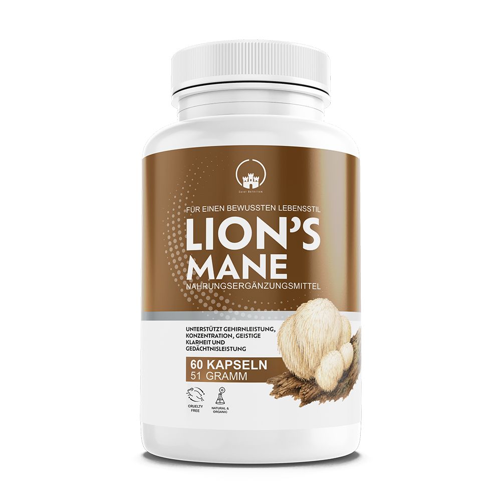 Saint Nutrition® Lions Mane Kapseln 1400mg | Löwenmähne - Hochdosiert 30% Polysaccharide 60 St
