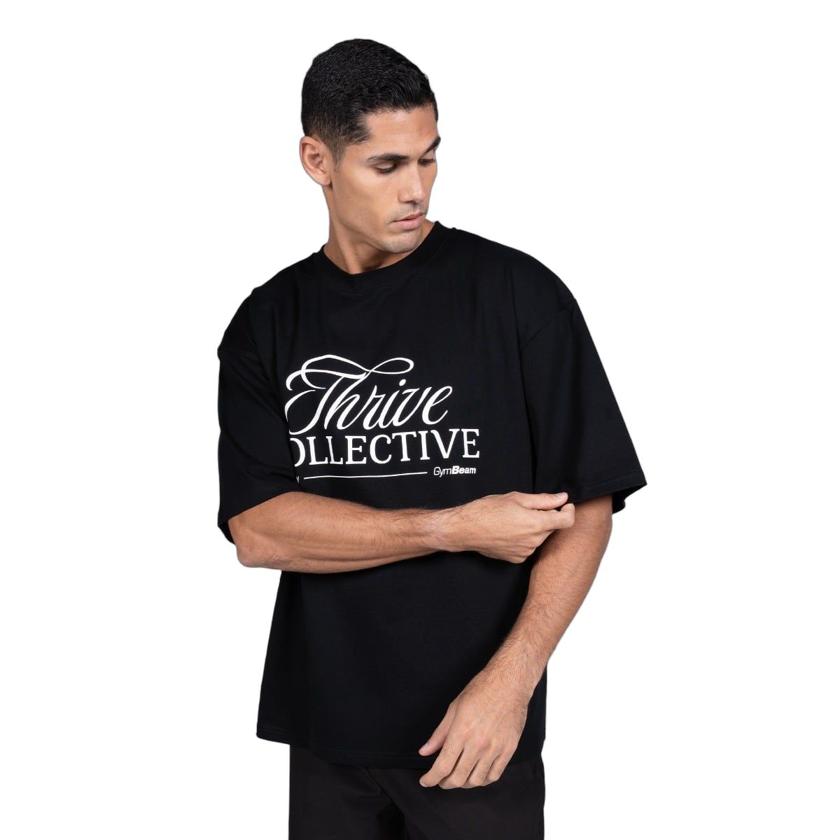 GymBeam T-Shirt Herren Thrive oversized mit Boxy-Schnitt in Schwarz