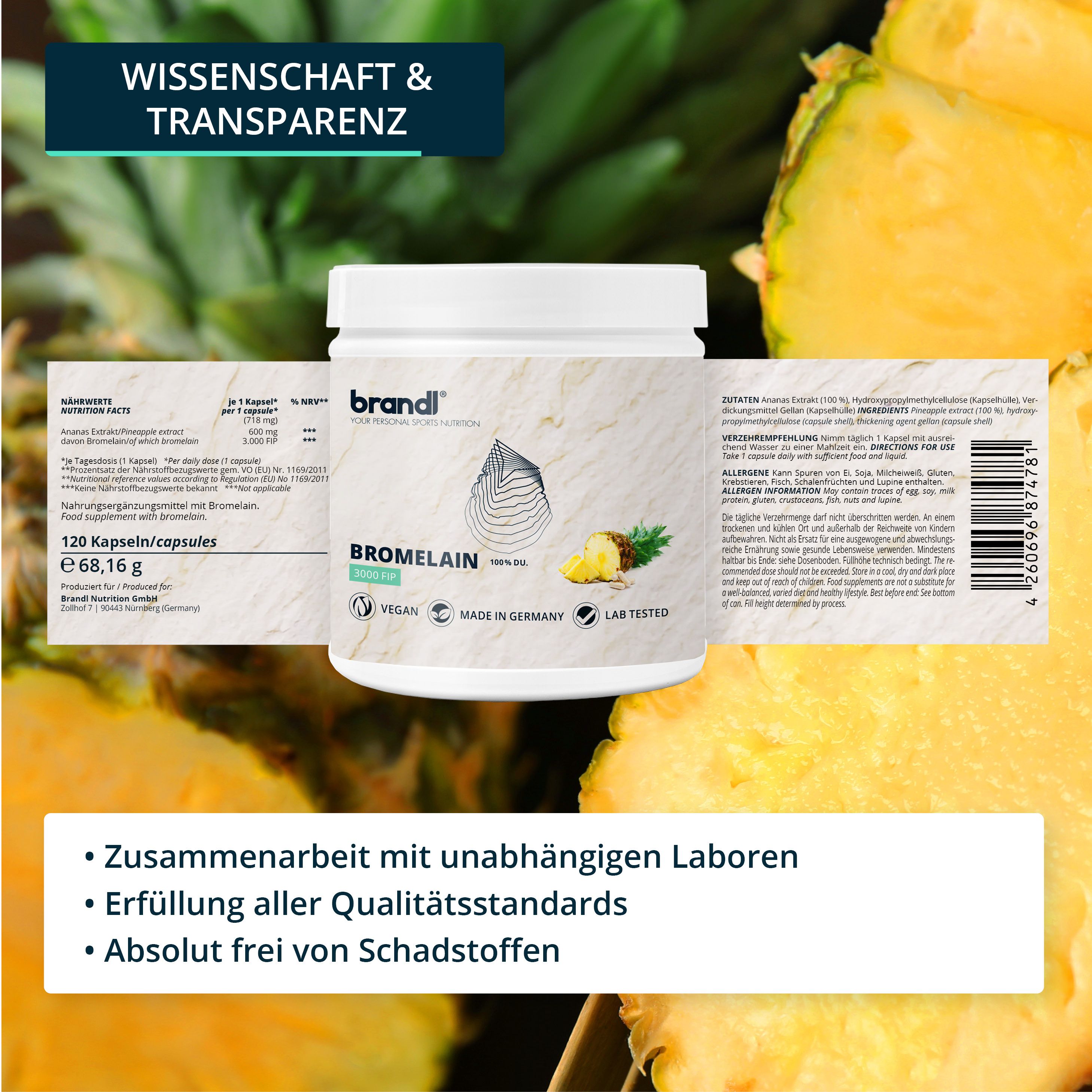 brandl® Bromelain Natürliche Enzyme aus der Ananas 120 St SHOP APOTHEKE