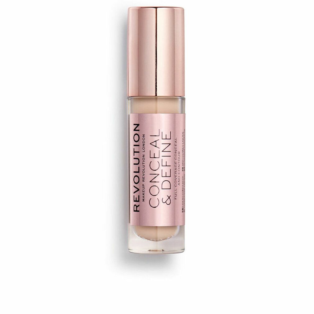 Concealer-Tube mit rosafarbenem Deckel. Aufschrift: REVOLUTION CONCEAL & DEFINE. Farbton C3.