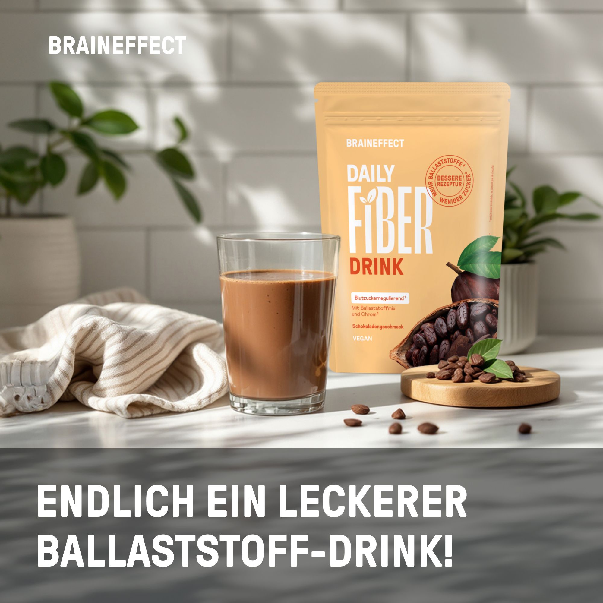 BRAINEFFECT DAILY FIBER Schokolade Ballaststoff