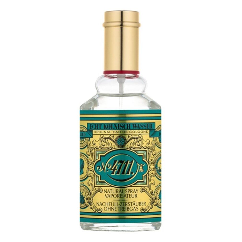 Glasflasche mit goldfarbenem Verschluss. Türkis-goldfarbenes Etikett mit Schriftzug und Logo.