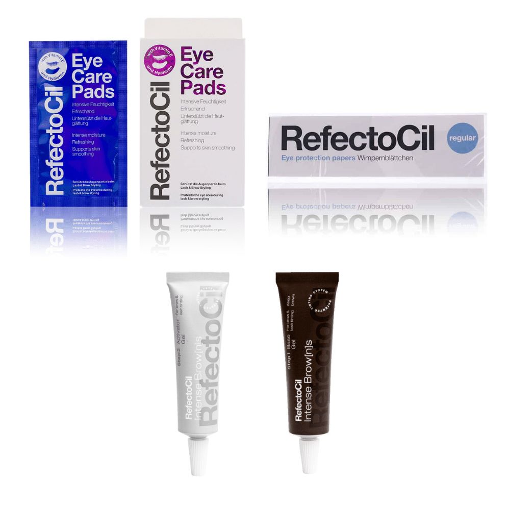 RefectoCil Base Gel Dunkelbraun & Activator Wimpernblättchen Eye Care Pads Set 15 ml Creme
