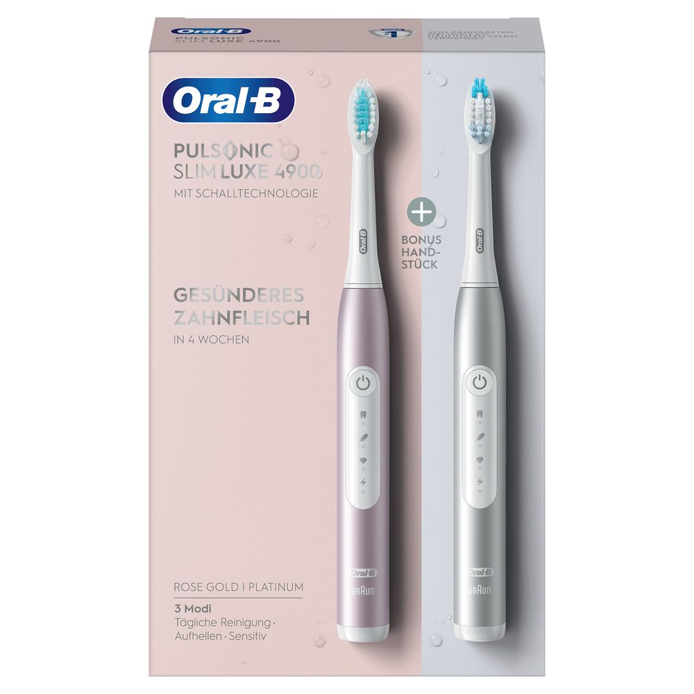 Oral-B - Elektrische Zahnbürste "Pulsonic Slim Luxe + 2. Handstück" in Platinum/Rosegold