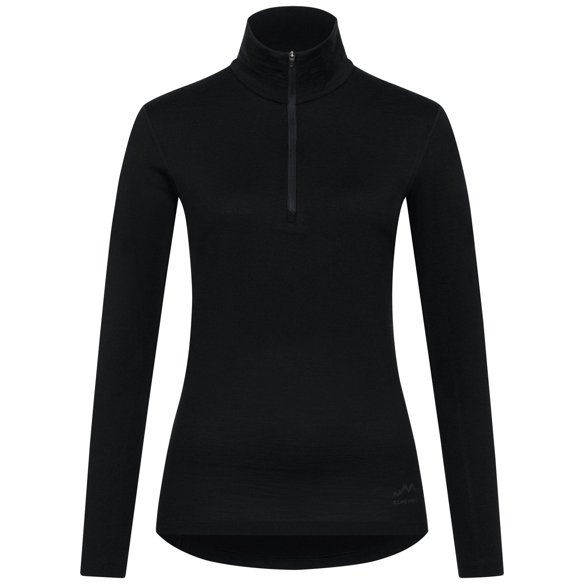 Alpenwert Zip Longsleeve Damen 100% Merino Schwarz S 1 St