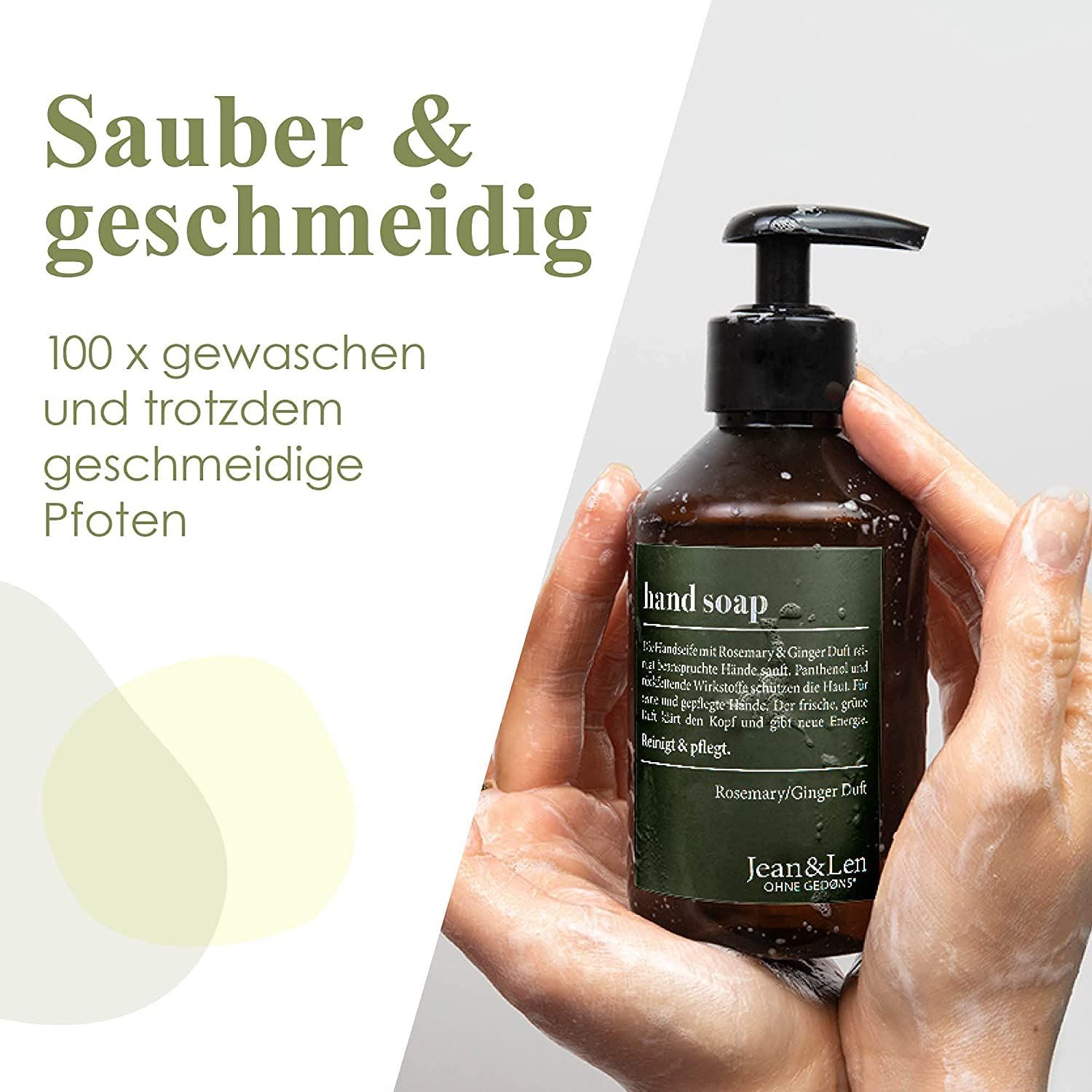 Jean & Len Handseife Rosemary & Ginger, reinigt beanspruchte Hände, für die tägliche Anwendung