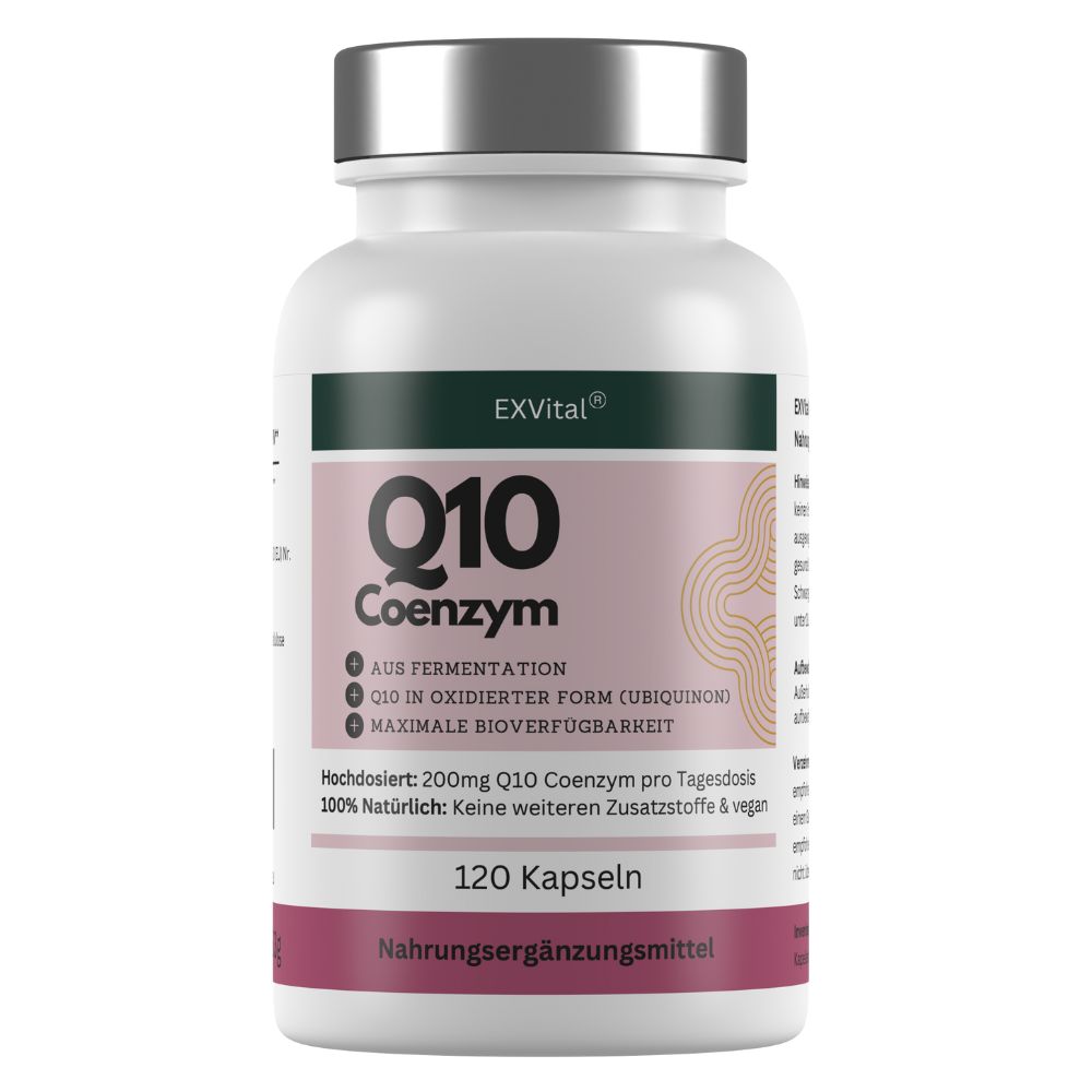 EXVital® Q10 Coenzym Kapseln, hochdosiert 200mg pro Tag, vegan & tierversuchsfrei