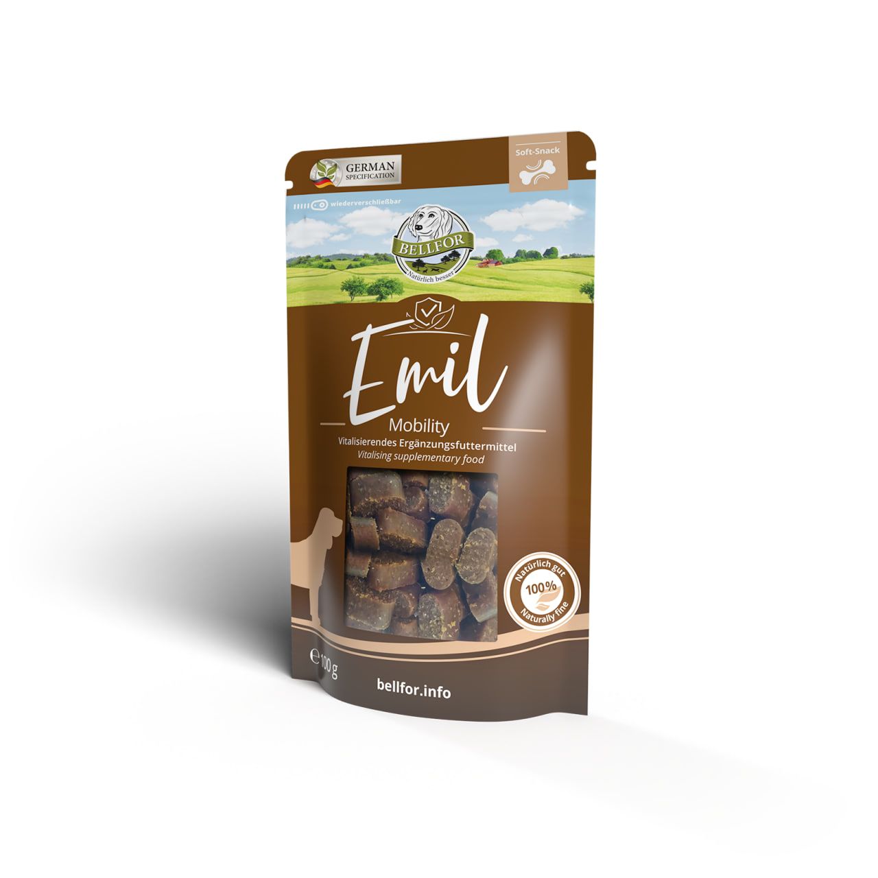 Emil Mobility Soft-Snacks mit Lachs für aktive Hunde Bellfor 100 g Kekse