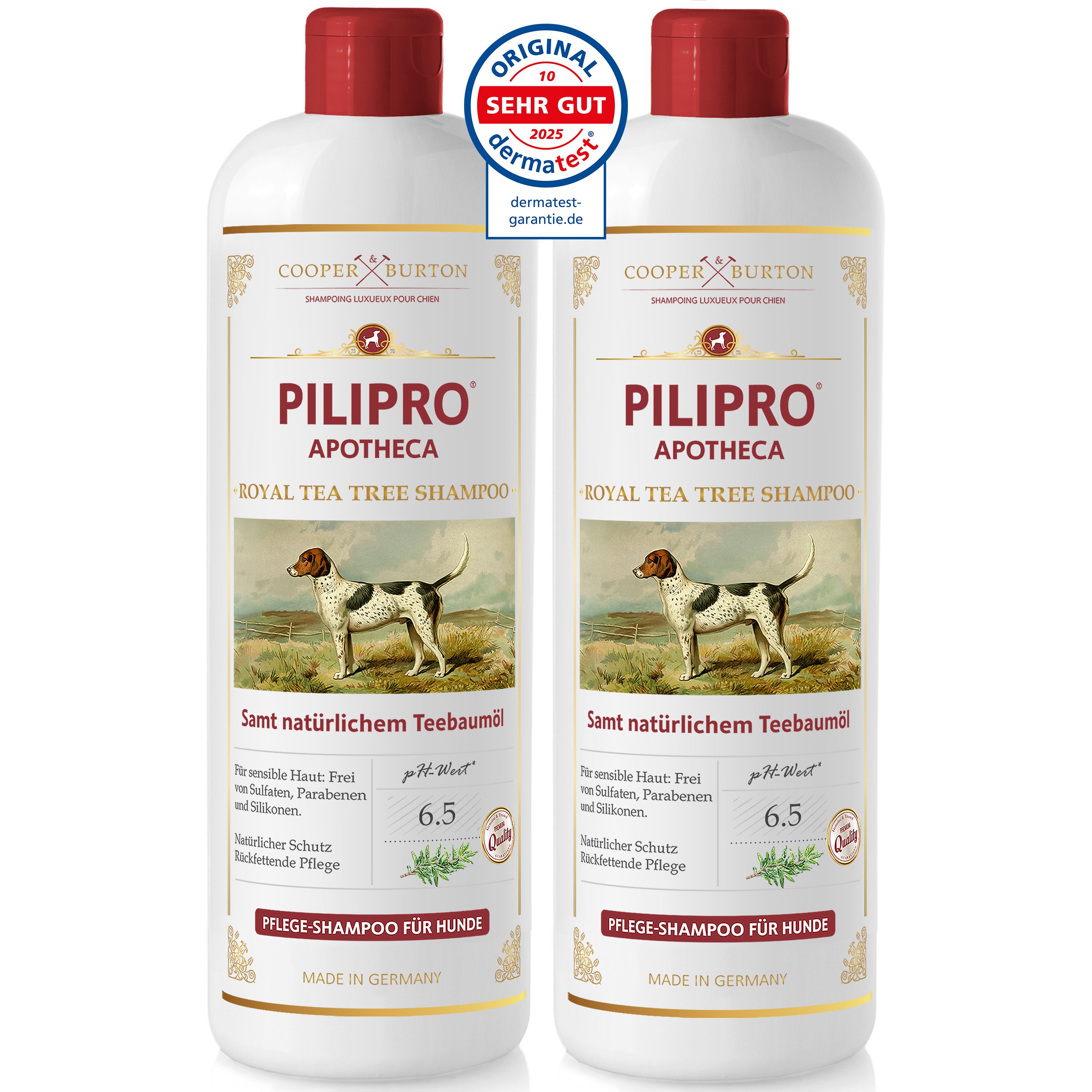 Cooper & Burton Hundeshampoo gegen Flöhe Zecken Milben Fellpflege | Sparset 1000 ml Shampoo
