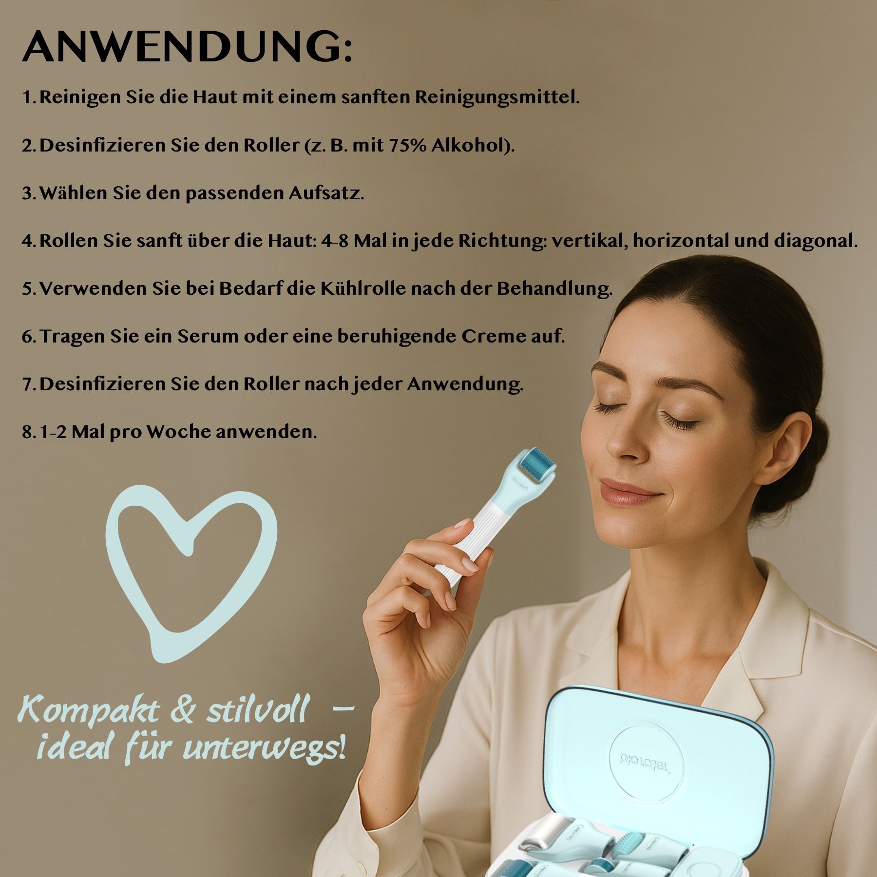 P-Beauty  Dermaroller Bio Roller G10 Microneedling für Hautpflege