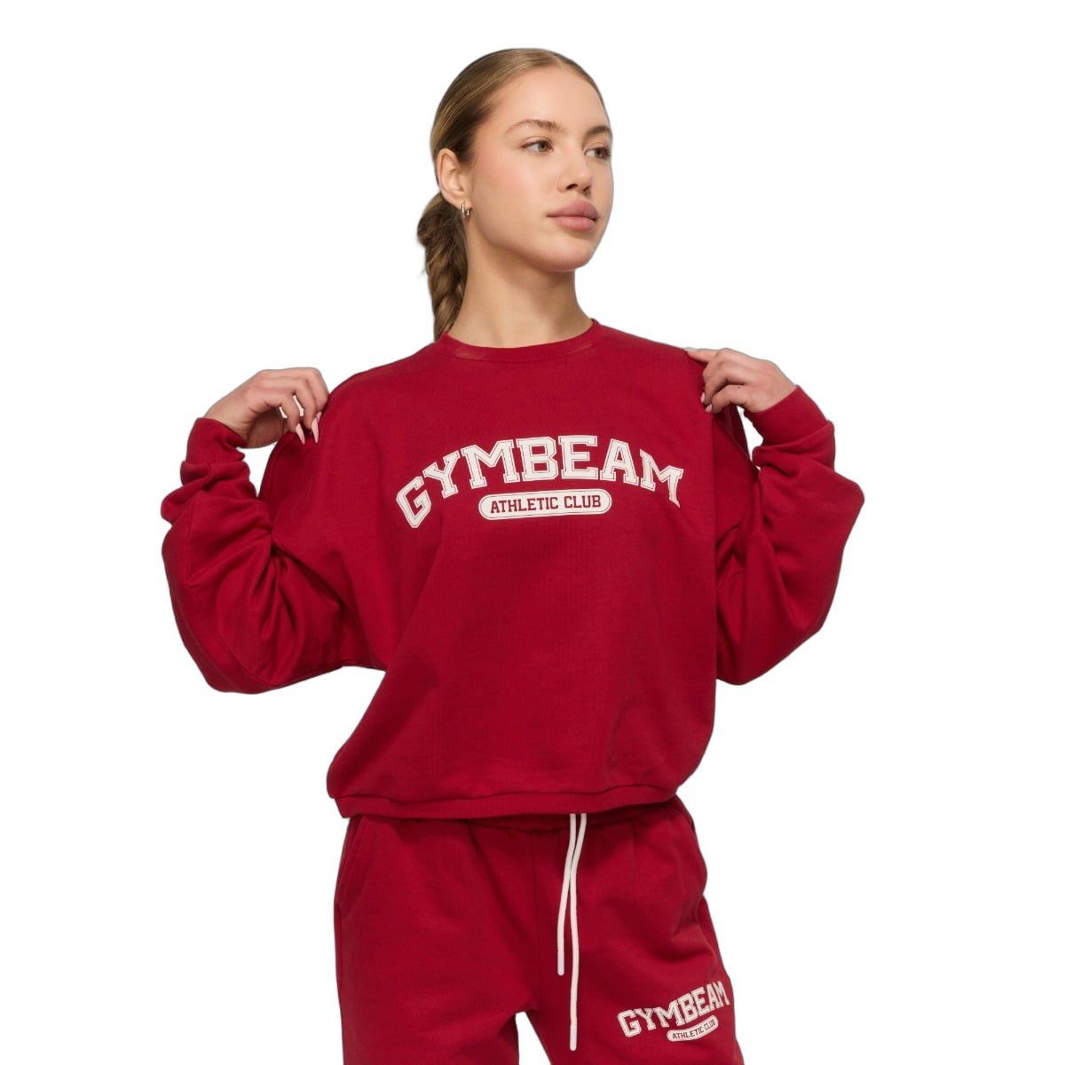 GymBeam Sweatshirt Damen Regular ohne Kapuze Varsity Rot