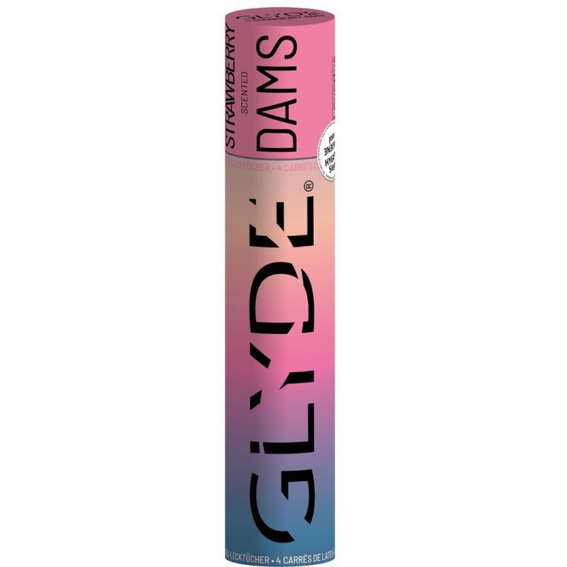 Zylindrische Packung Glyde Dams, Erdbeerduft, 4 Stück.