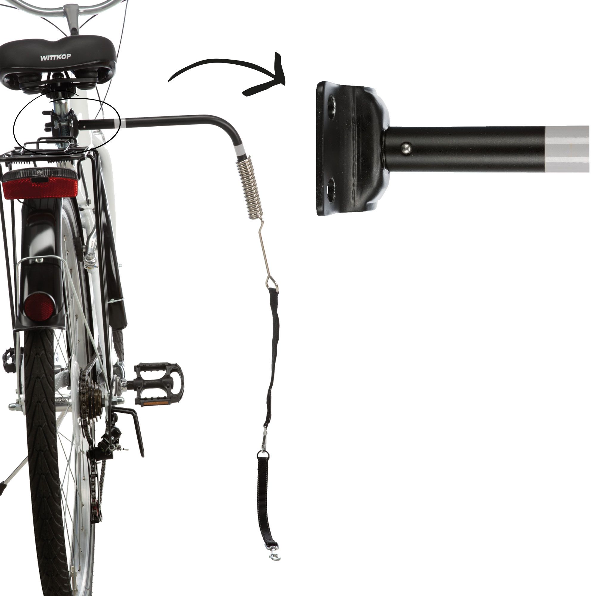 Fahrradhalter - Biker - sorgt für den nötigen Abstand zwischen Rad und Hund