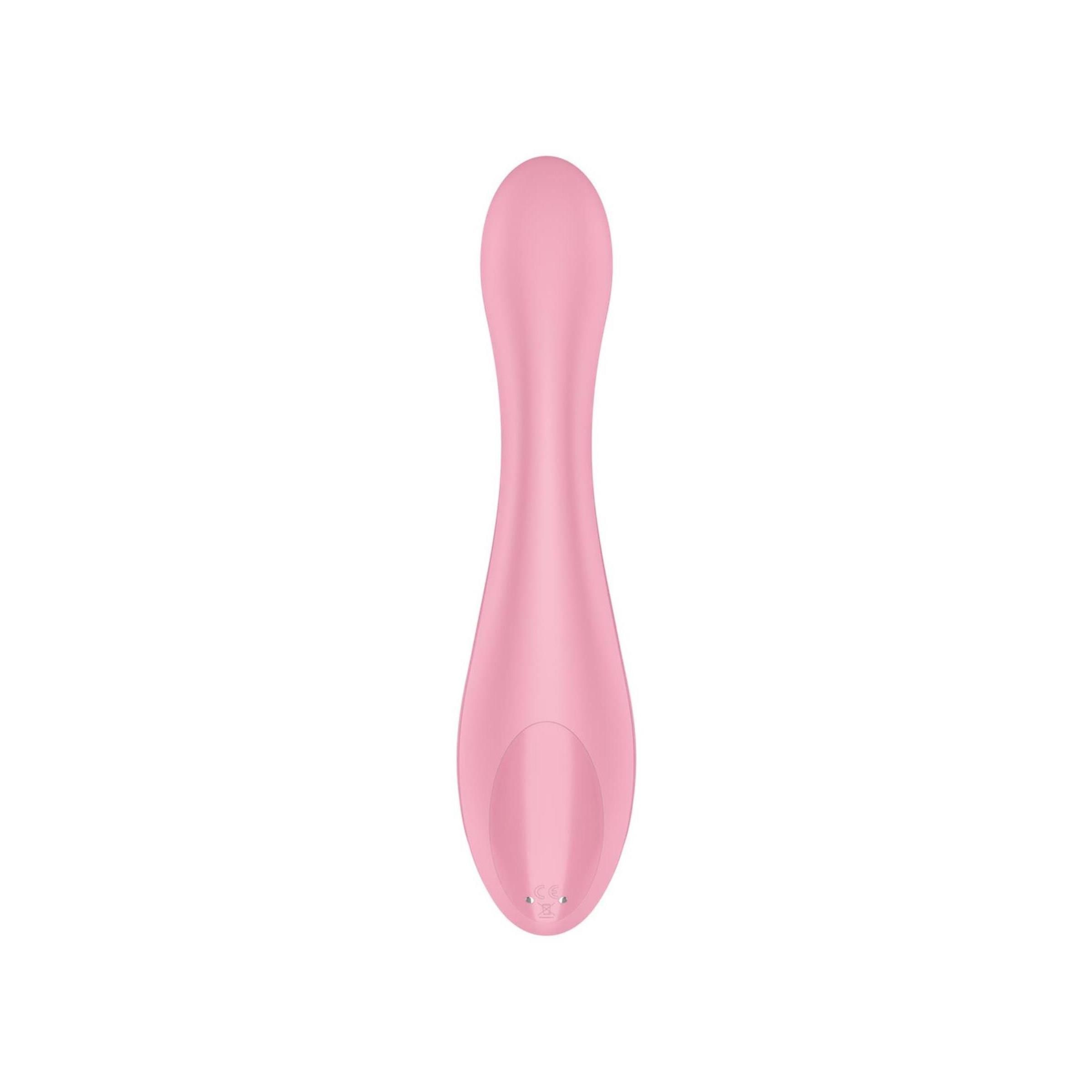 Rosa Vibrator, längliche Form mit abgerundeten Enden. Drei Knöpfe.