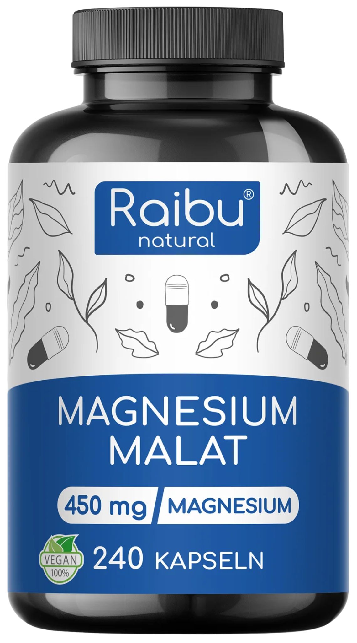 Magnesium Malat - Für Energiestoffwechsel, Müdigkeit & Muskelfunktion Raibu 240 St Kapseln