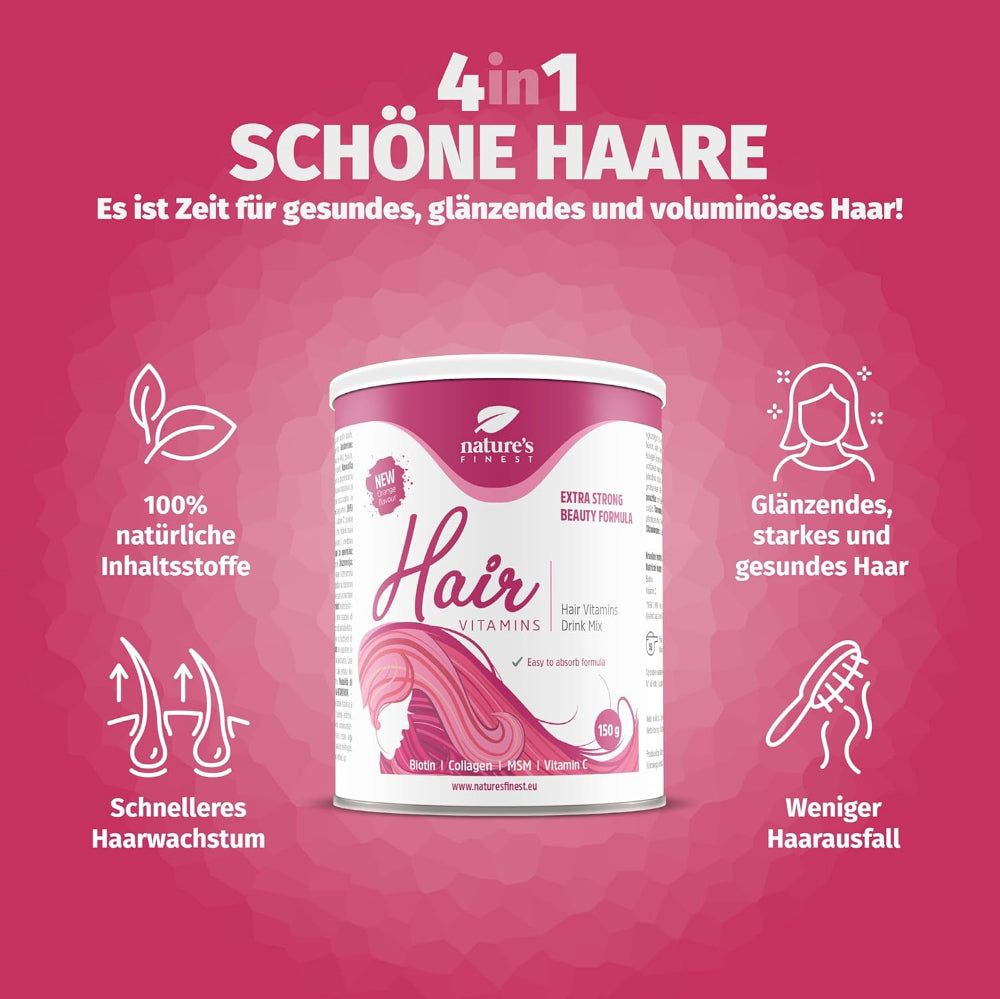 Nature's Finest Hair Vitamins - Haarvitamine für glänzendes, starkes und gesundes Haar mit Biotin