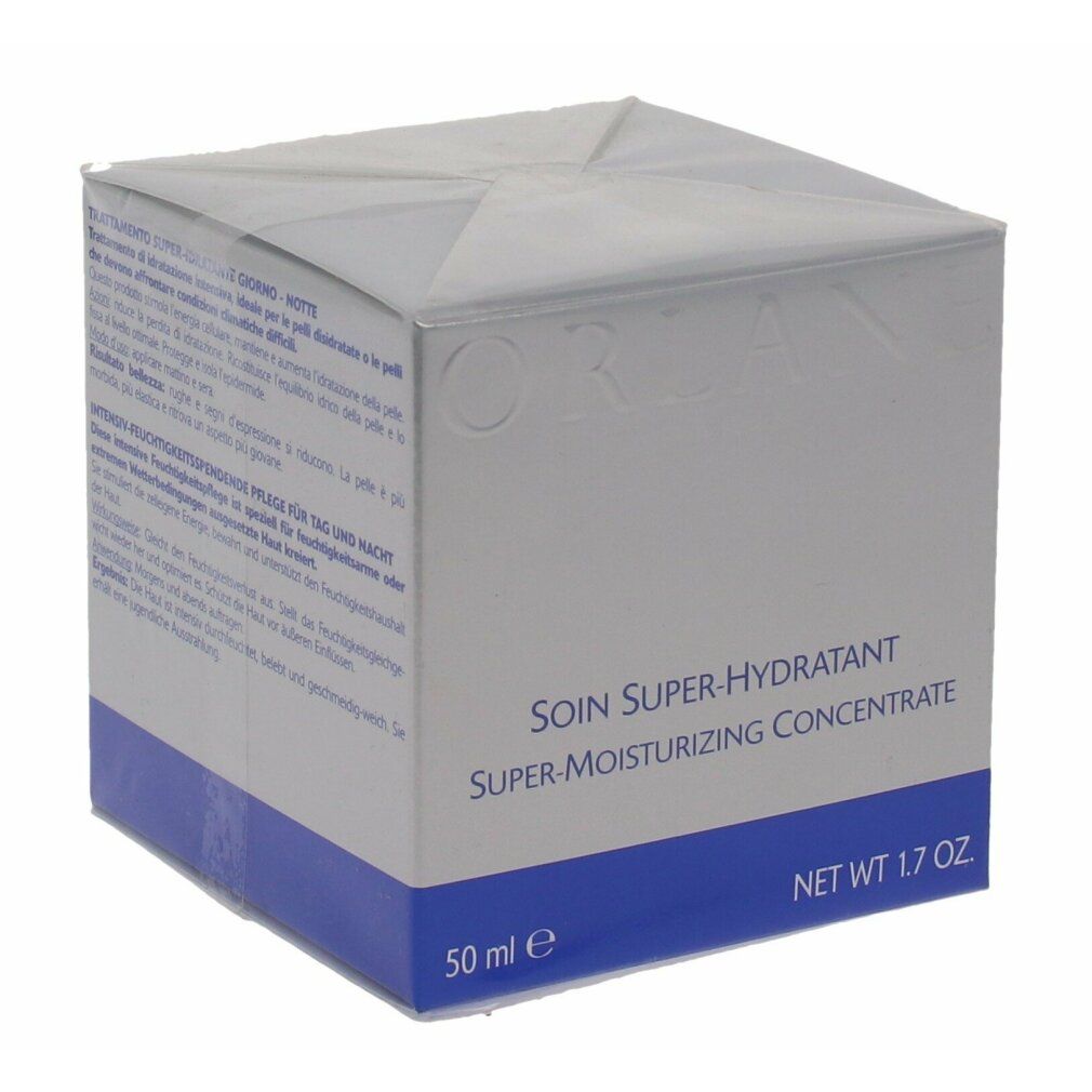 Karton mit Produktnamen und Logo. Blaue und weiße Farbgebung. 50 ml. Netto 1.7 oz.