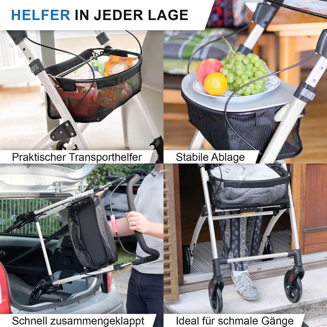Casa Soft Rollator schmal für Wohnung & Innenbereich Weiß