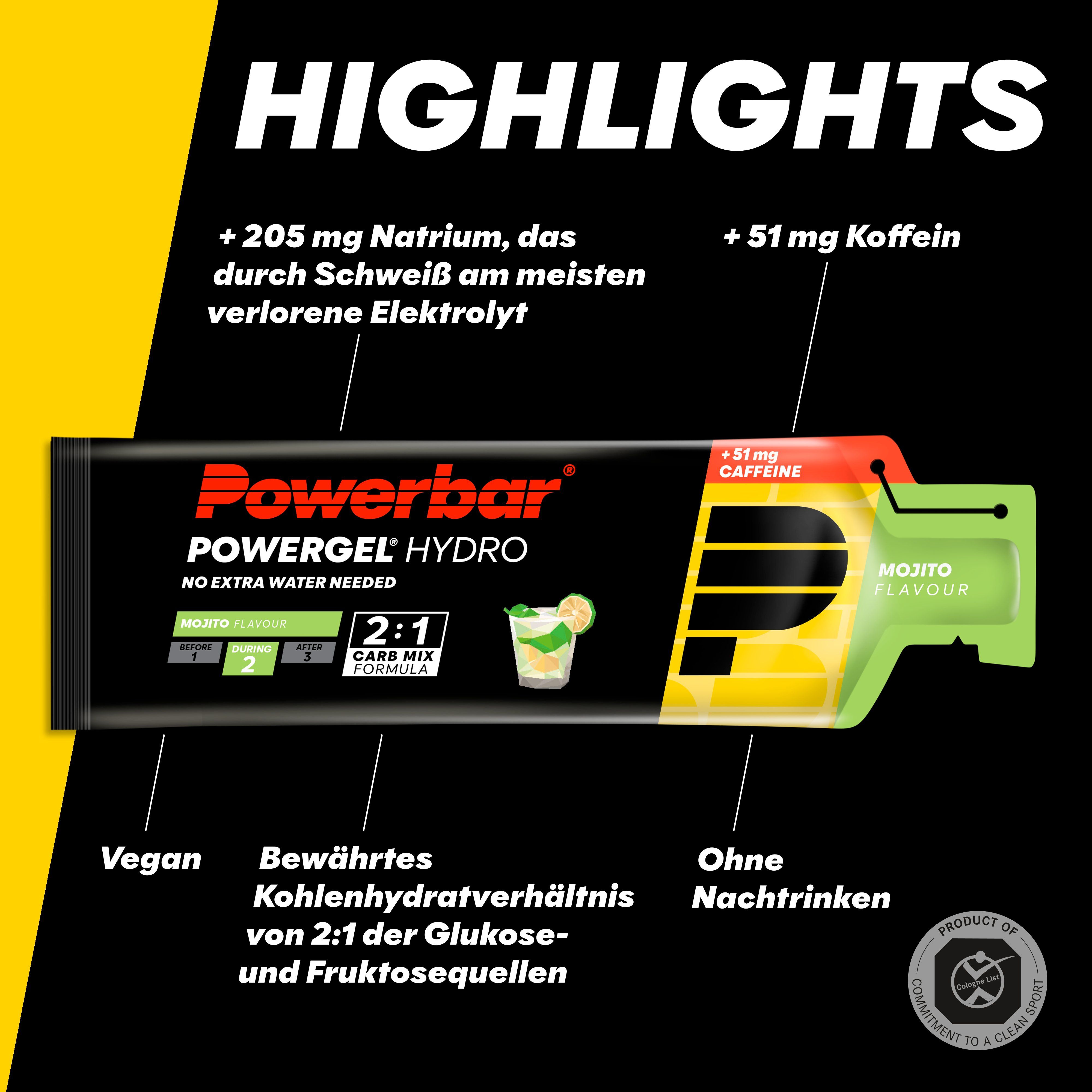 POWERBAR PowerGel Hydro Mojito High Carb Energie Gel Natrium Koffein