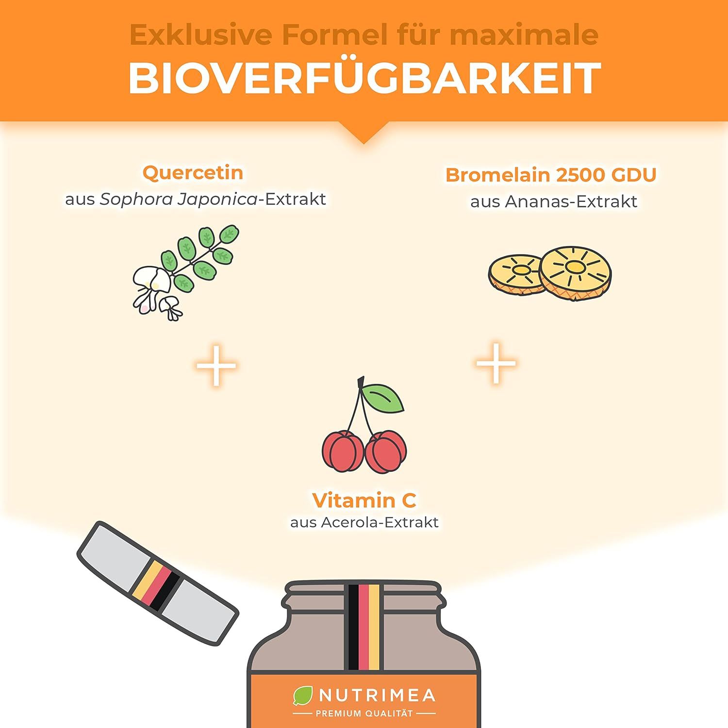 Nutrimea QUERCETIN mit Bromelain + Vitamin C Kapseln