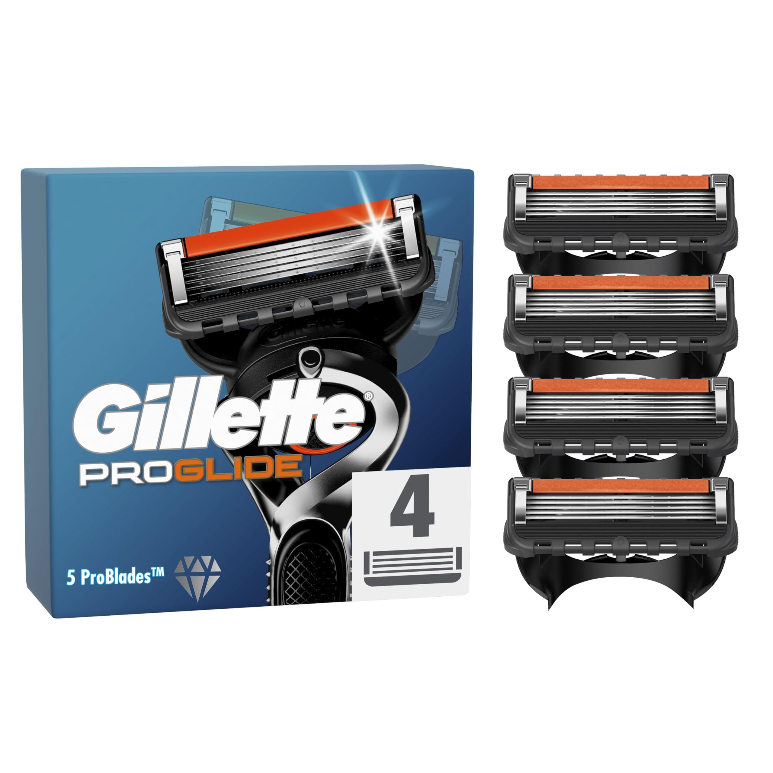 Ricariche per Rasoio Gillette ProGlide - 4 Pezzi con 5 Lame Antifriction