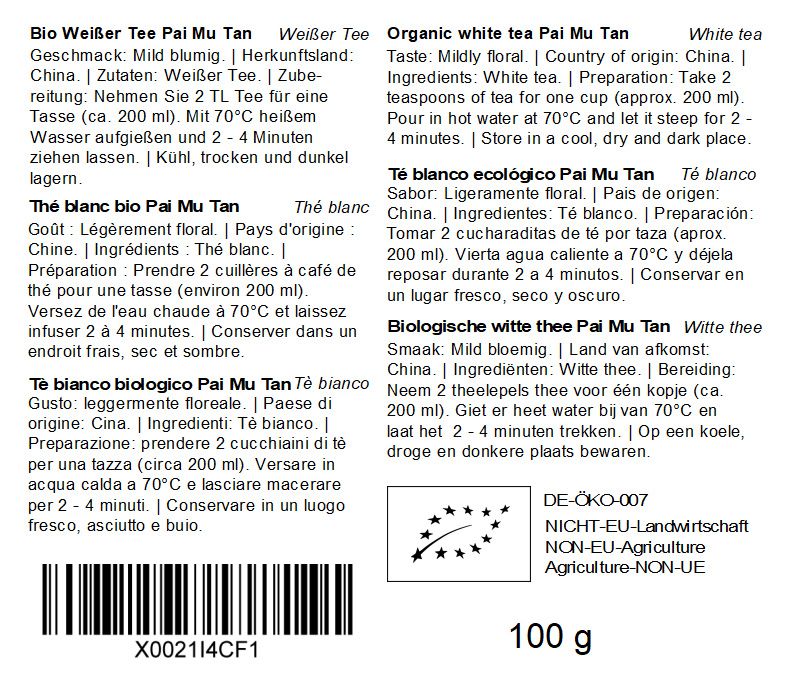 Quertee Pai Mu Tan Bio Weißer Tee