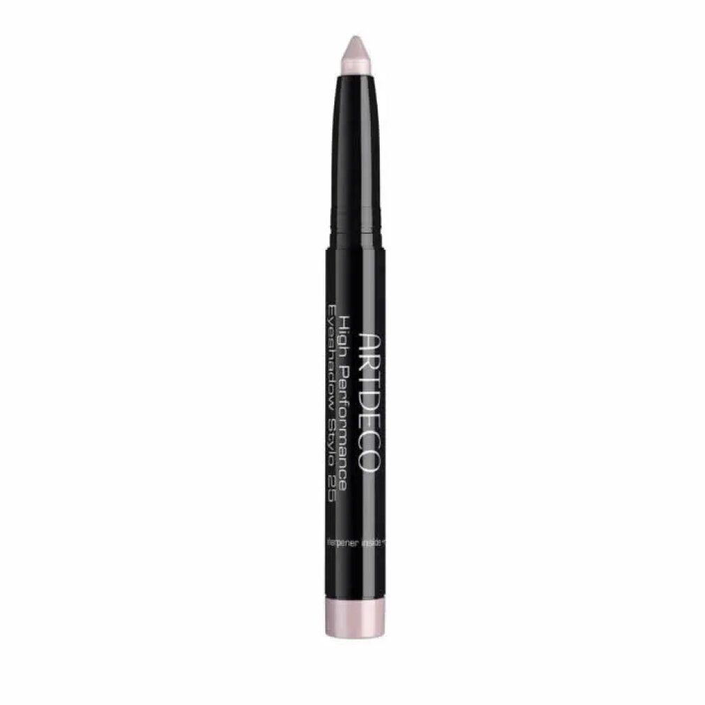 Artdeco High Performance Eyeshadow Stylo. Schwarzer Stift mit hellrosa Spitze. Produktbeschriftung.