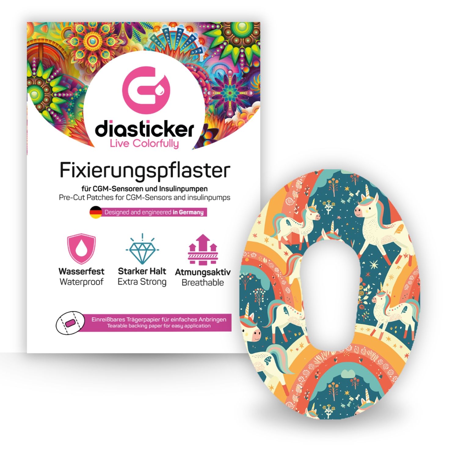 Diasticker® Dexcom G6 Fixiertapes "Unicorn Glow"