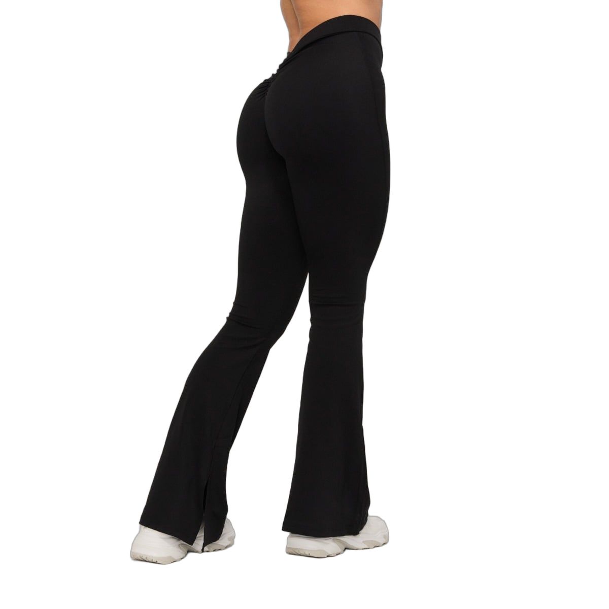 GymBeam Flared Leggings Damen mit V-Back und Schlitzen Schwarz 1 St