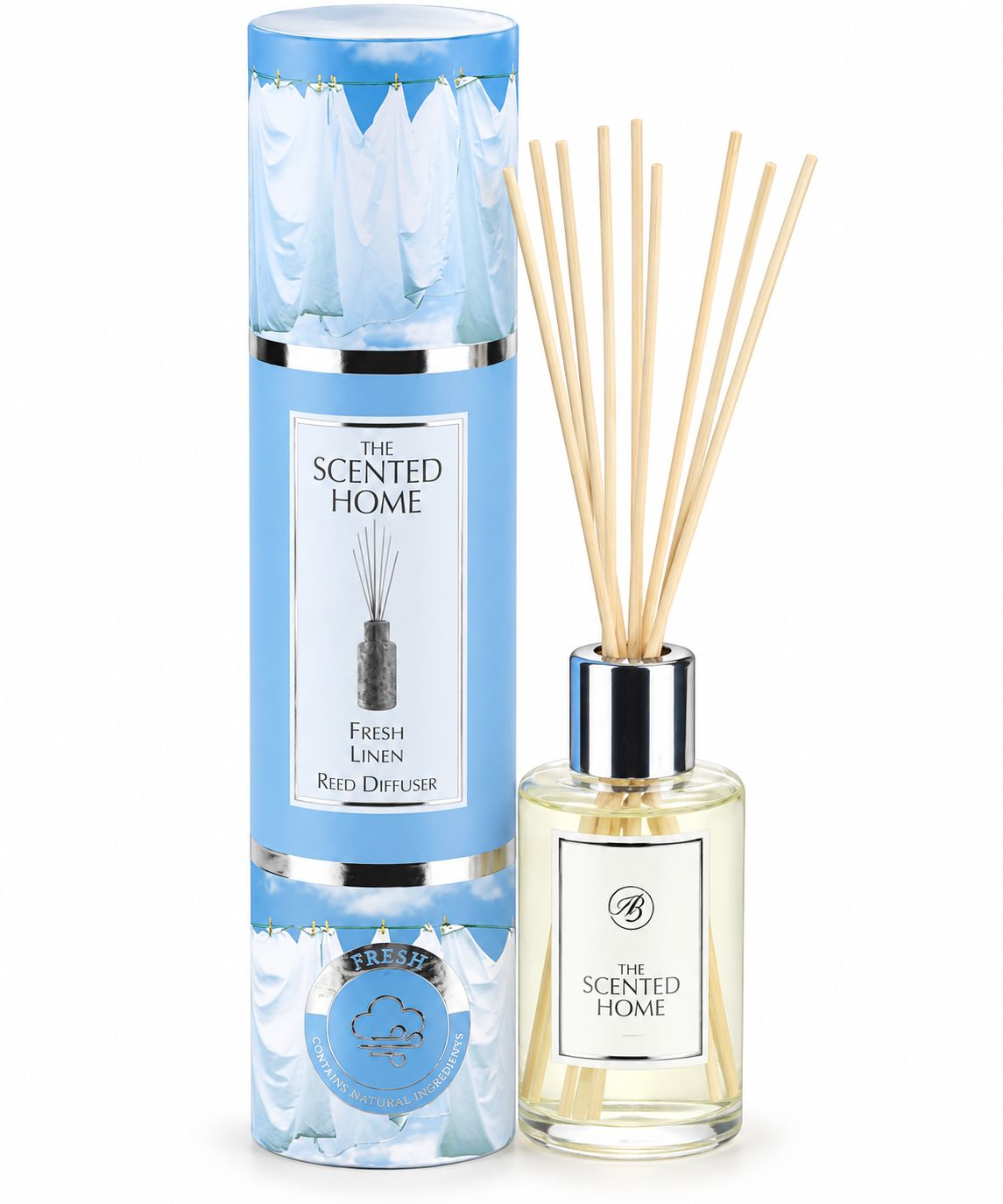 The Scented Home Raumduft Fresh Linen Duftdiffuser mit Rattanstäbchen 150 ml