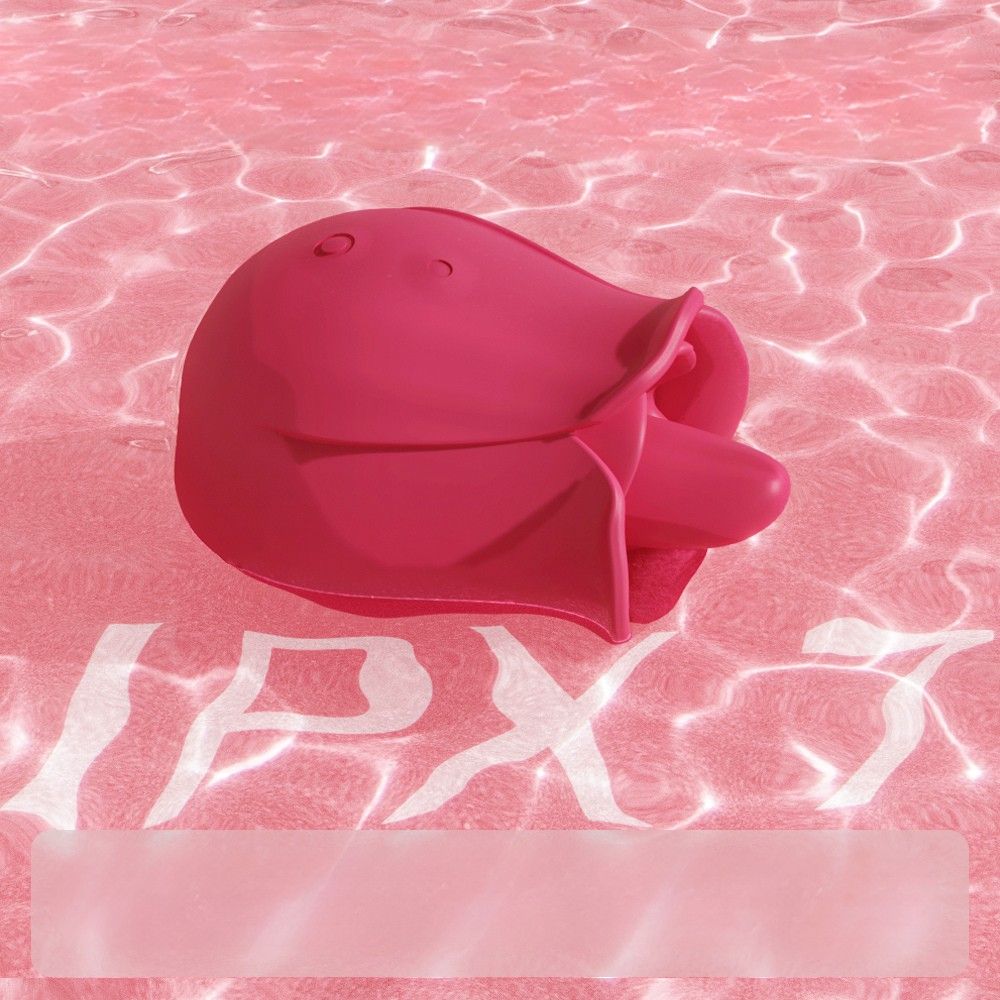 Rosa Vibrator in Rosenform. In Wasser. IPX7-Kennzeichnung.