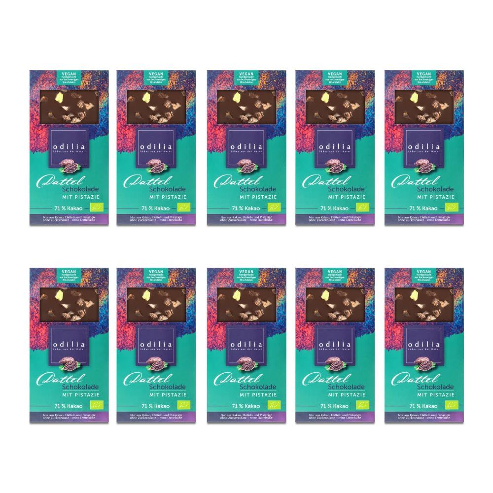 odilia Bio Dattel Schokolade mit Pistazie 71% Kakao 10x70 g