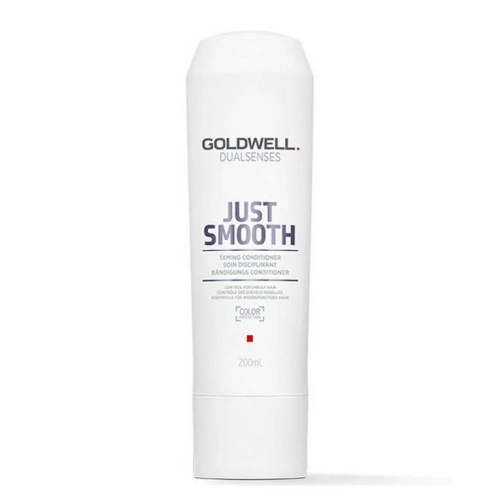 Weiße Goldwell Dualsenses Just Smooth Conditioner Flasche. Produktname und Logo deutlich sichtbar. 200ml Volumenangabe.