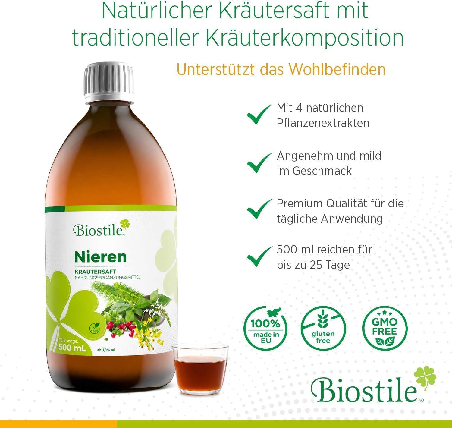 Biostile Niere Sirup – Kräutergetränk für Niere & Blase mit Goldrute