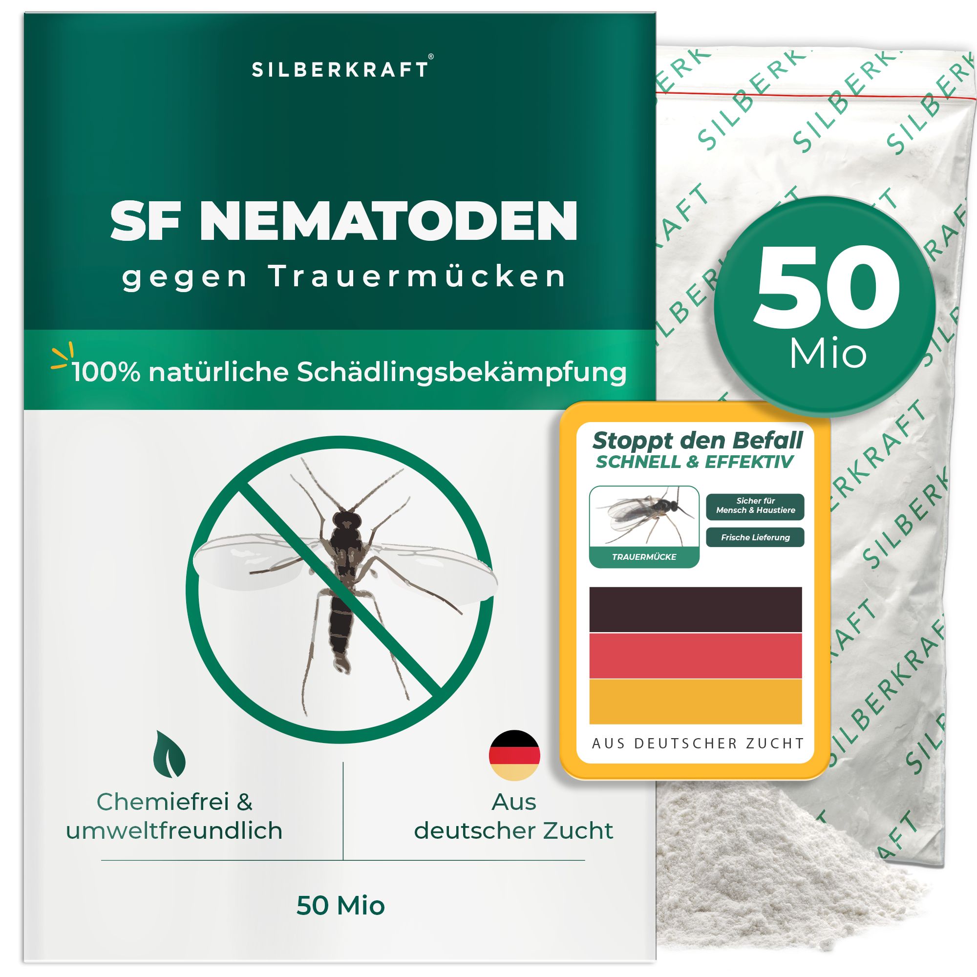 SILBERKRAFT SF Nematoden gegen Trauermücken 50 Mio