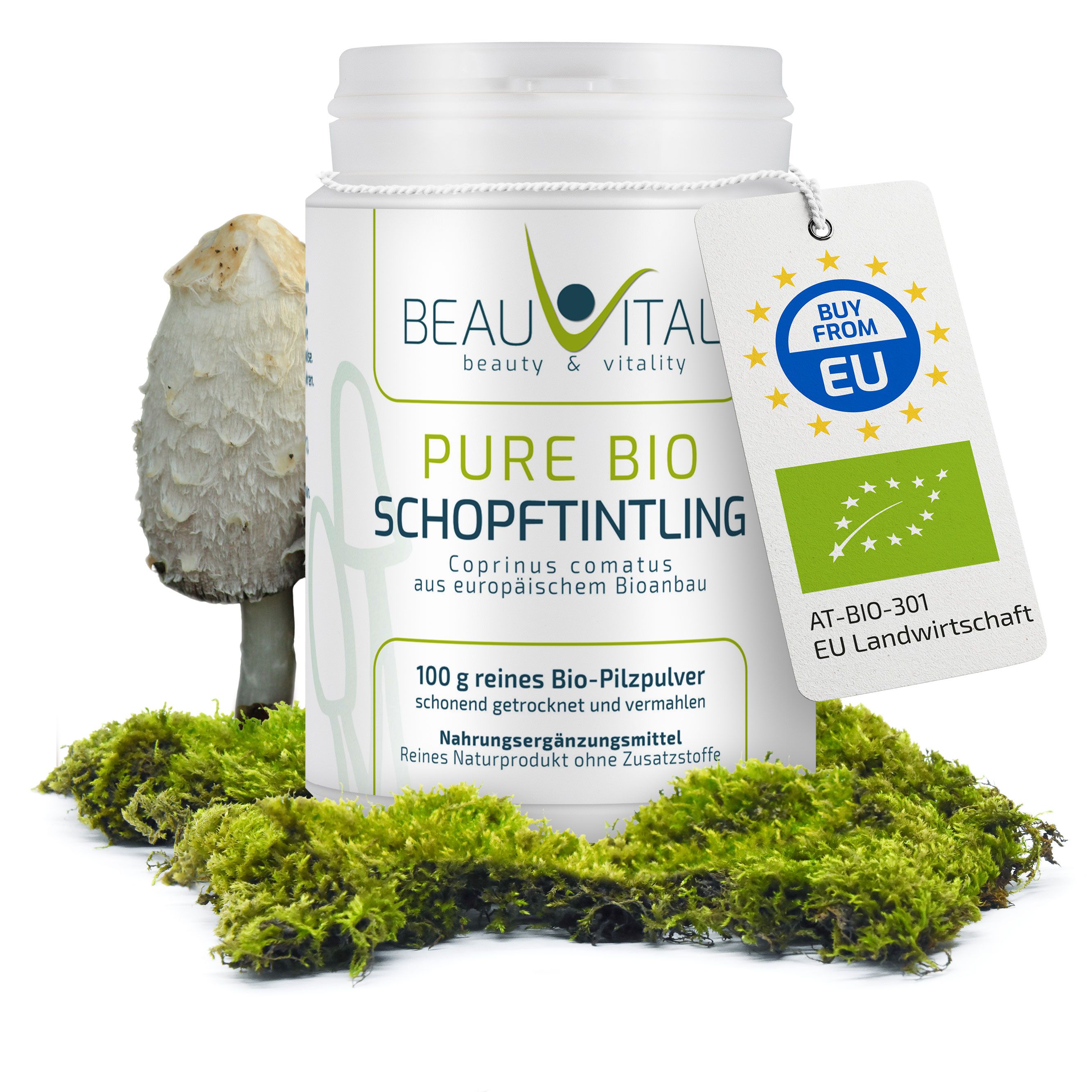 BEAUVITAL® Pure Bio Schopftintling Pulver (Coprinus comatus) aus EU-Anbau