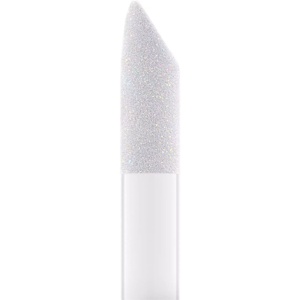 Applikator für getöntes Lippenöl mit weißem Griff und schimmernder Spitze.