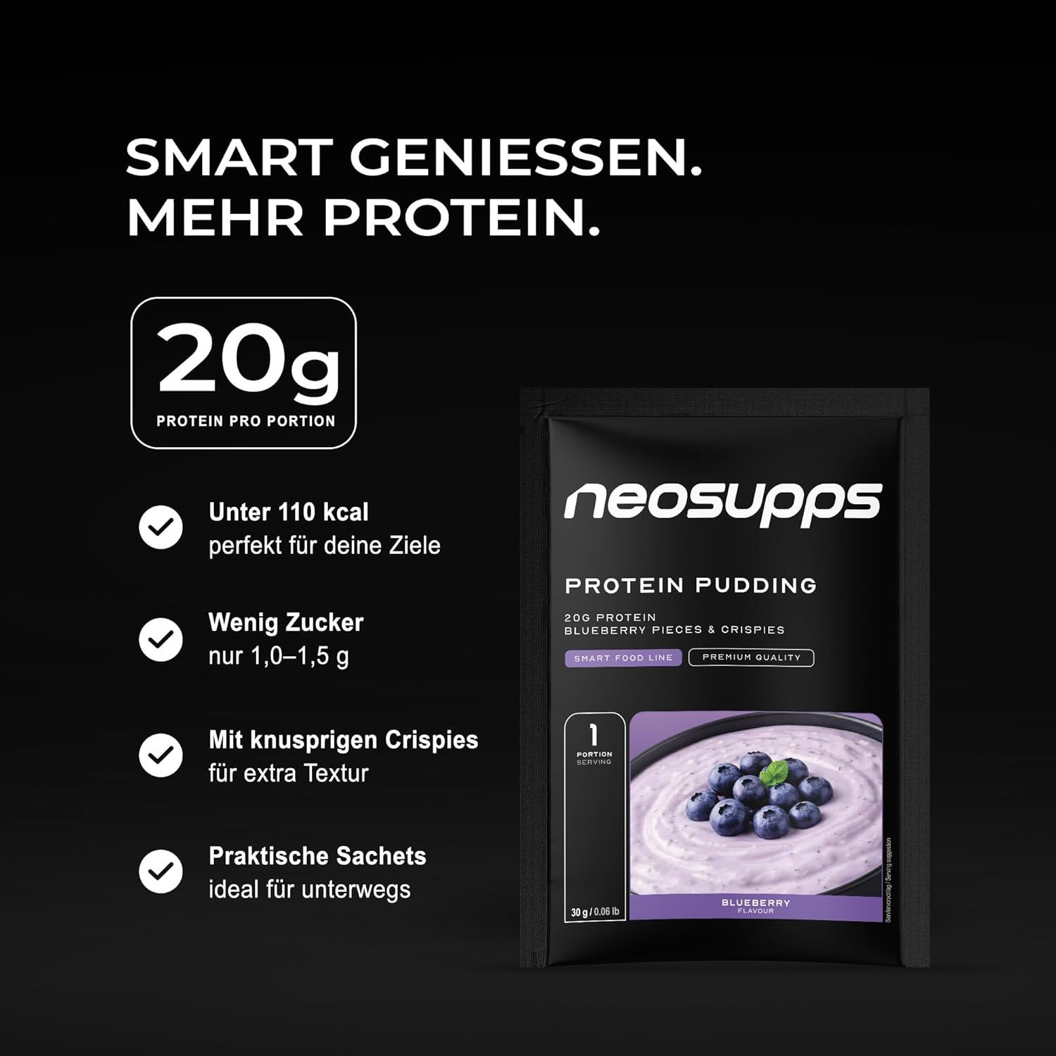 Neosupps, Pudding Blueberry, Eiweißpudding, High Protein Dessert