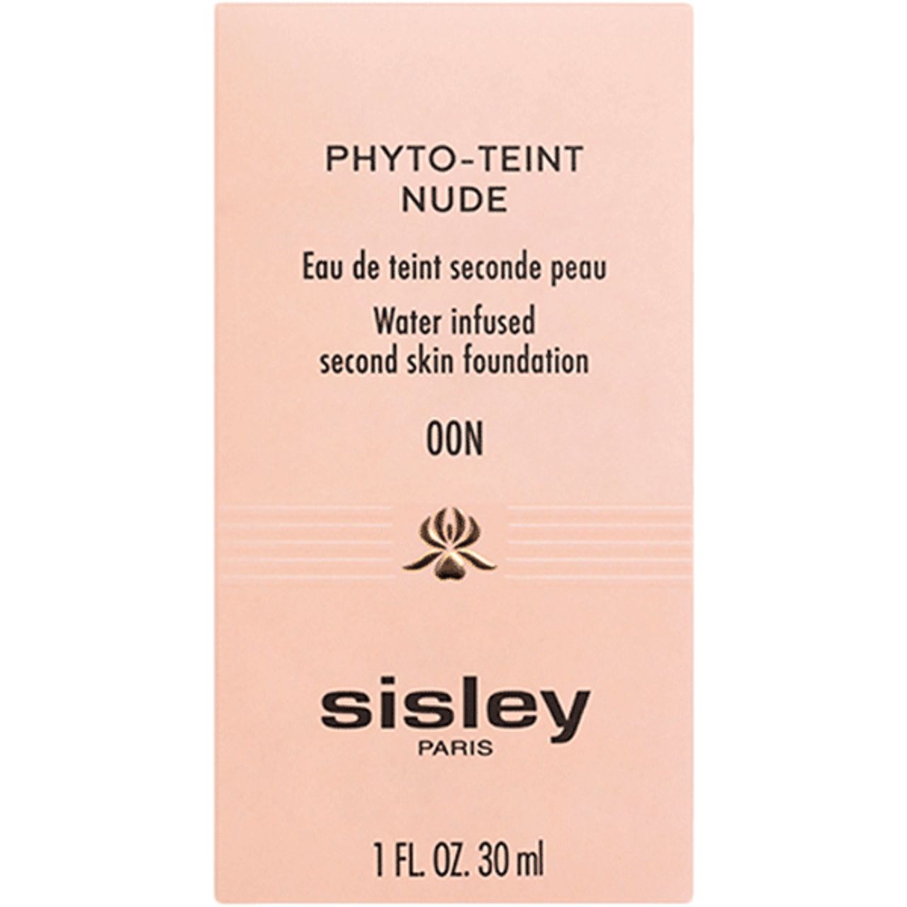 Sisley Phyto-Teint Nude. Kartonverpackung in Beige. Produktname, Marke und Inhaltsangaben sind aufgedruckt.
