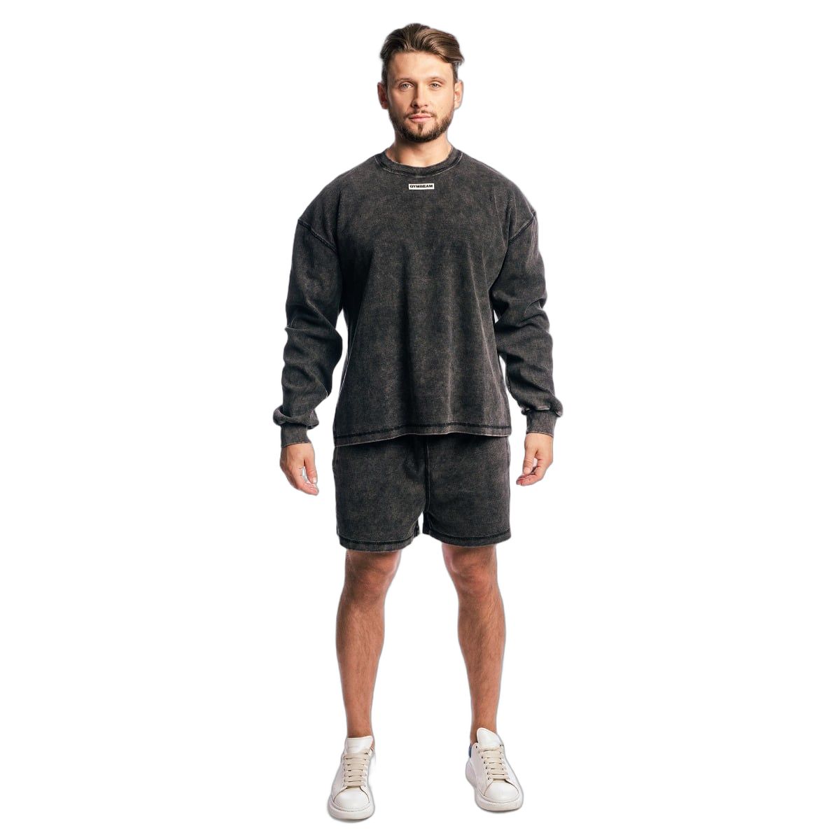 GymBeam Herren Shorts Oversized mit Kordelzug in Washed Schwarz