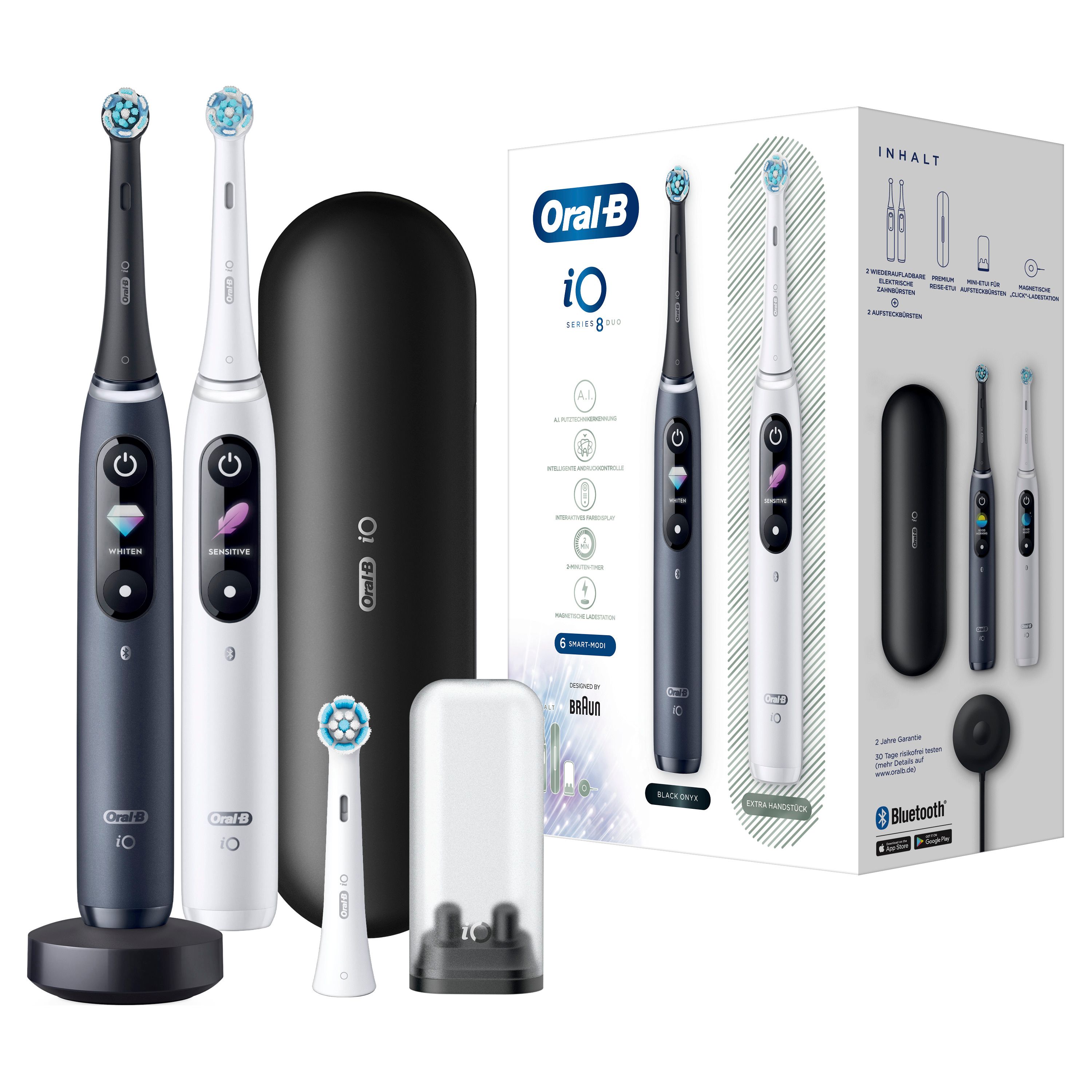 Oral-B - Elektrische Zahnbürste "iO Series 8 + 2. Handstück & Reiseetui" in Weiß