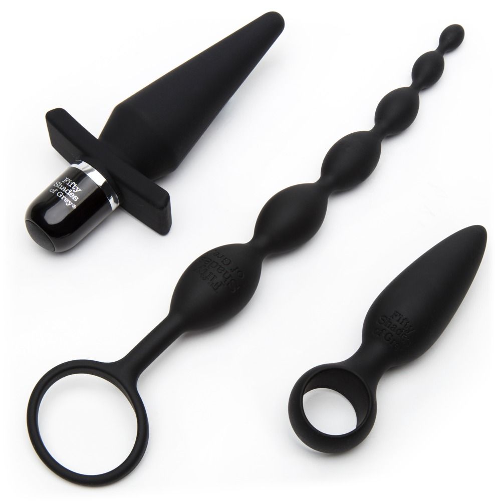 Set „Pleasure Overload Take it Slow“ | Analdusche, Analkette, Vibro-Analplug |  Fifty Shades of Grey