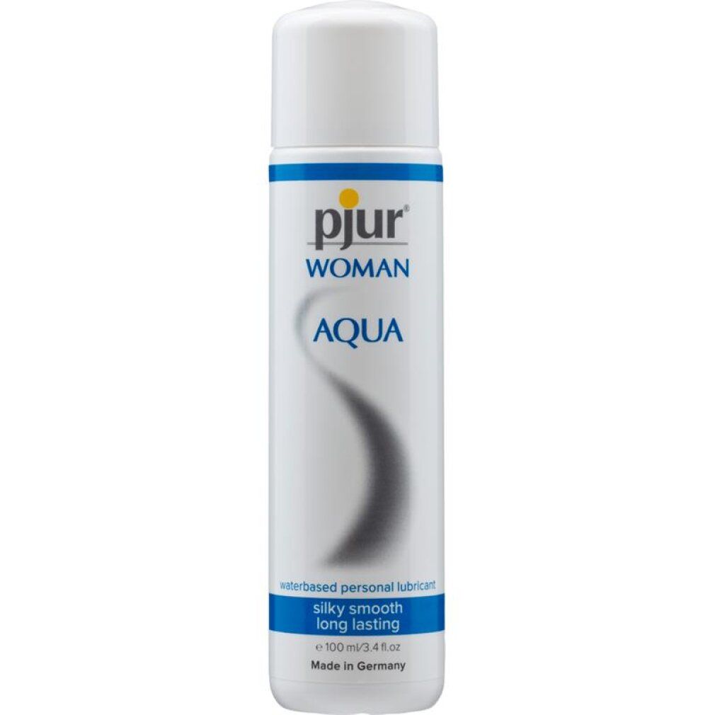 pjur WOMAN Aqua Gleitmittel, 100ml Flasche. Wasserbasiert, seidig, glatt, langanhaltend.